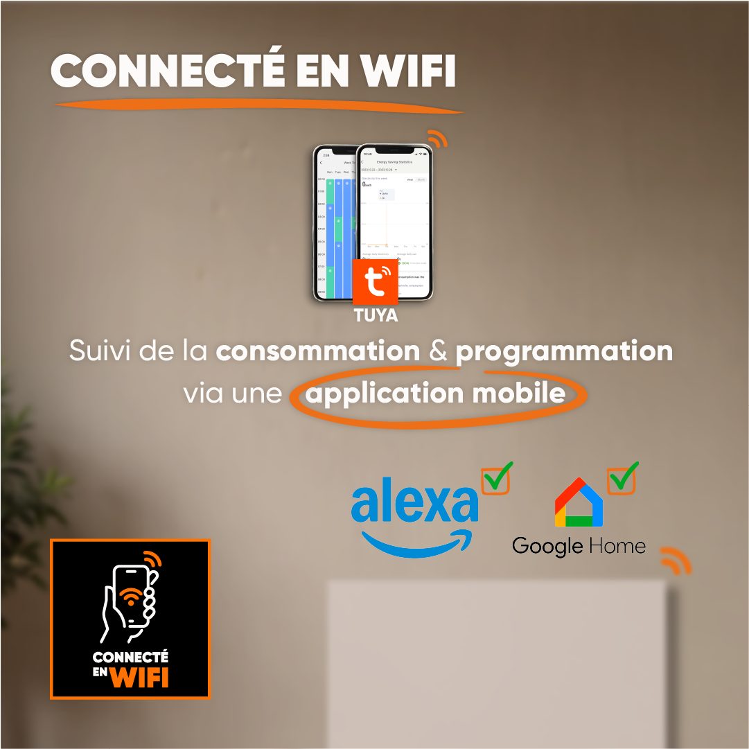 Radiateur électrique fixe connecté WIFI à inertie sèche céramique 1000W Bestherm LESSO CONNECT horizontal blanc - 4