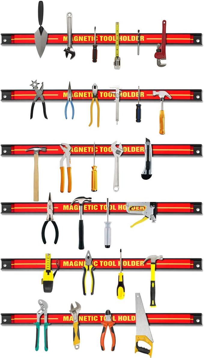 Barra magnética, soporte magnético para herramientas, rojo, soporte para herramientas, barra de herramientas. 46 cm, 13 kg de capacidad de carga - 3