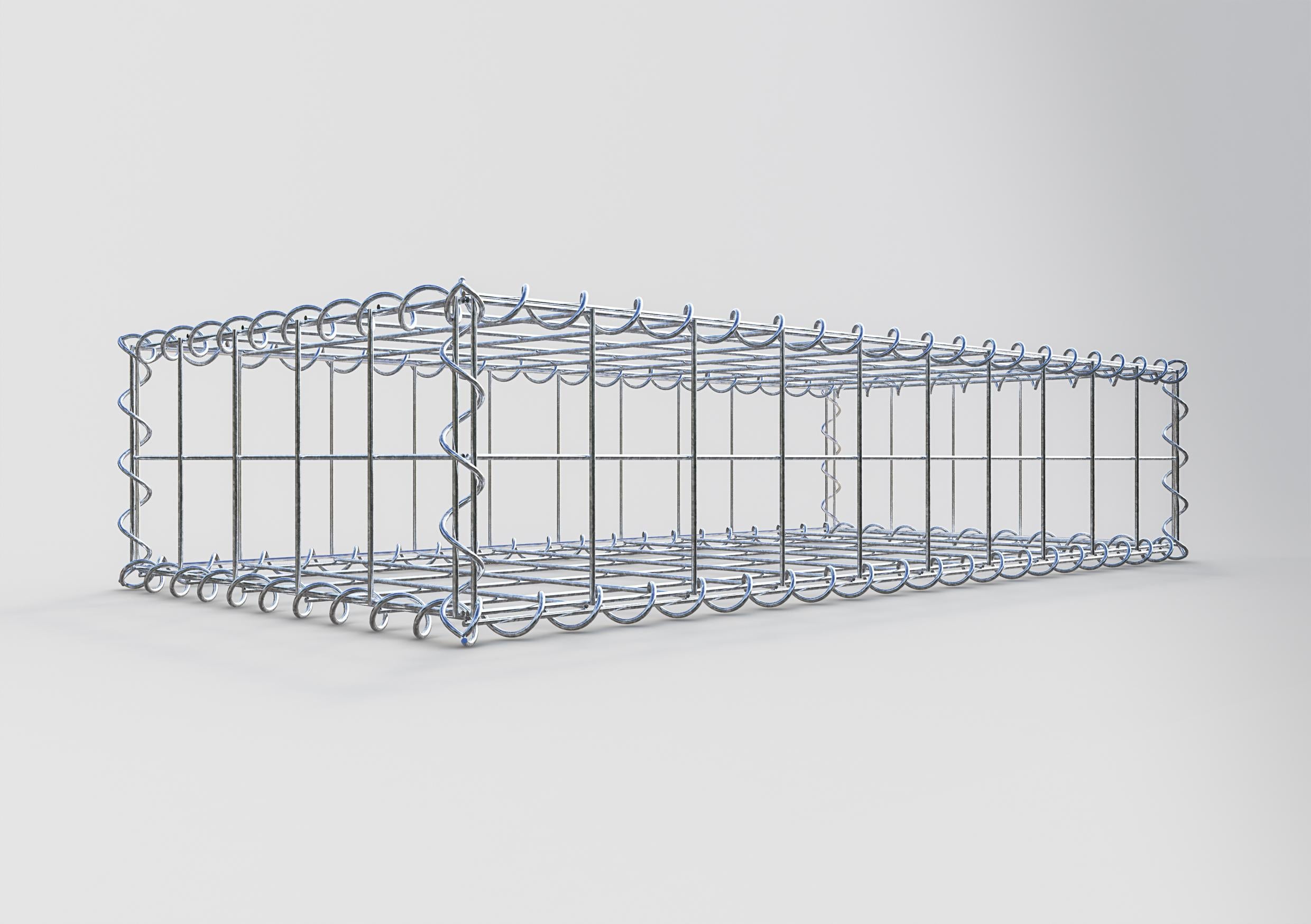 Gavión de acero galvanizado 100x20x50cm (LxAxP), malla 10 x 10cm, Espiral, jaula metálica para muro o jardín - 2