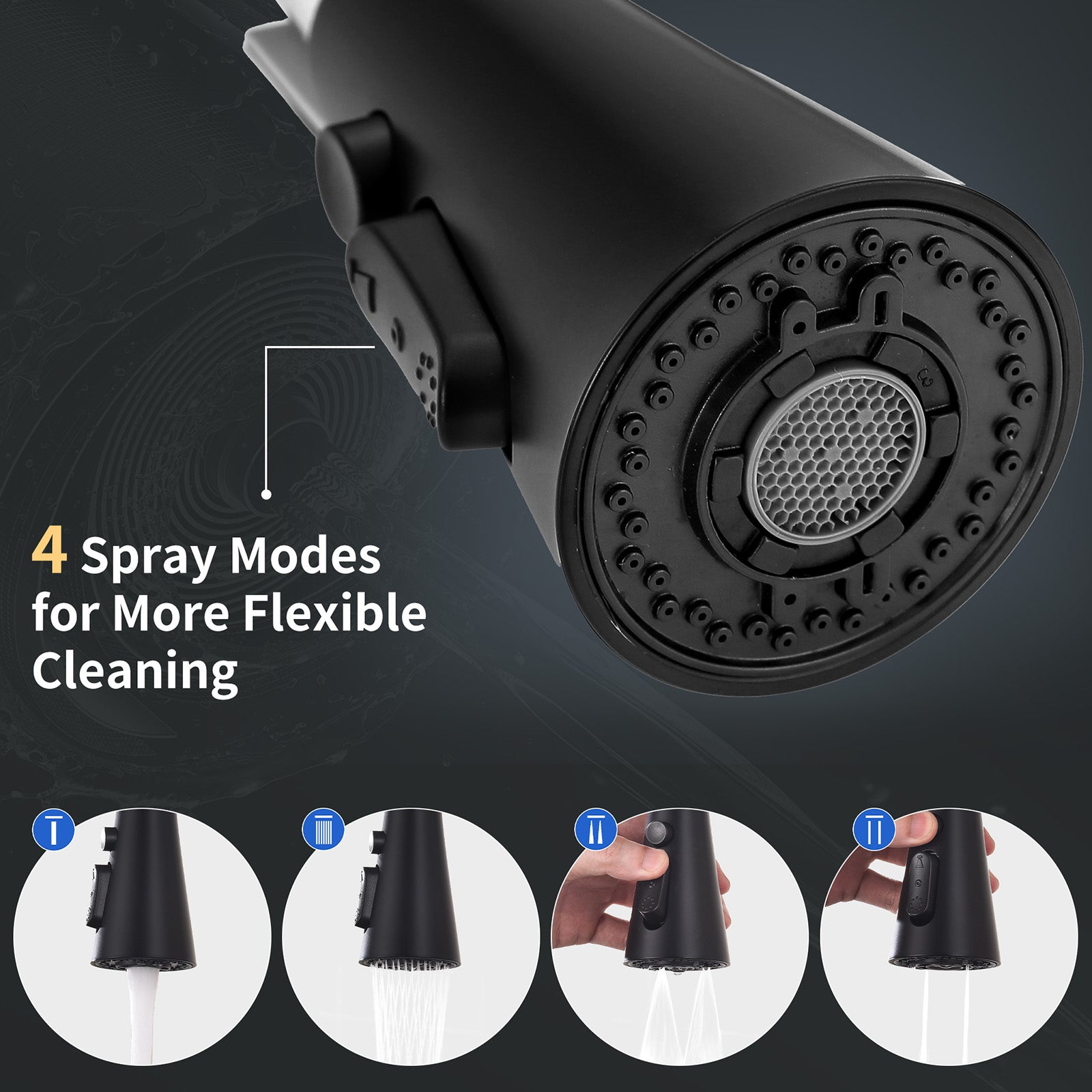 Miscelatore da cucina con molla di spruzzo Rubinetto da cucina Rubinetti da cucina Rubinetto per lavello con rotazione a 360° 4 getti Scelta di - 3