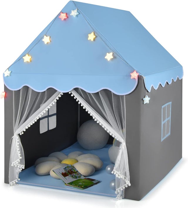 Tente Enfants Maison De Princesse Noire – Cabane Intérieure 100x70x110cm – Idéale Pour Jeux, Lecture Et Cadeau Fille