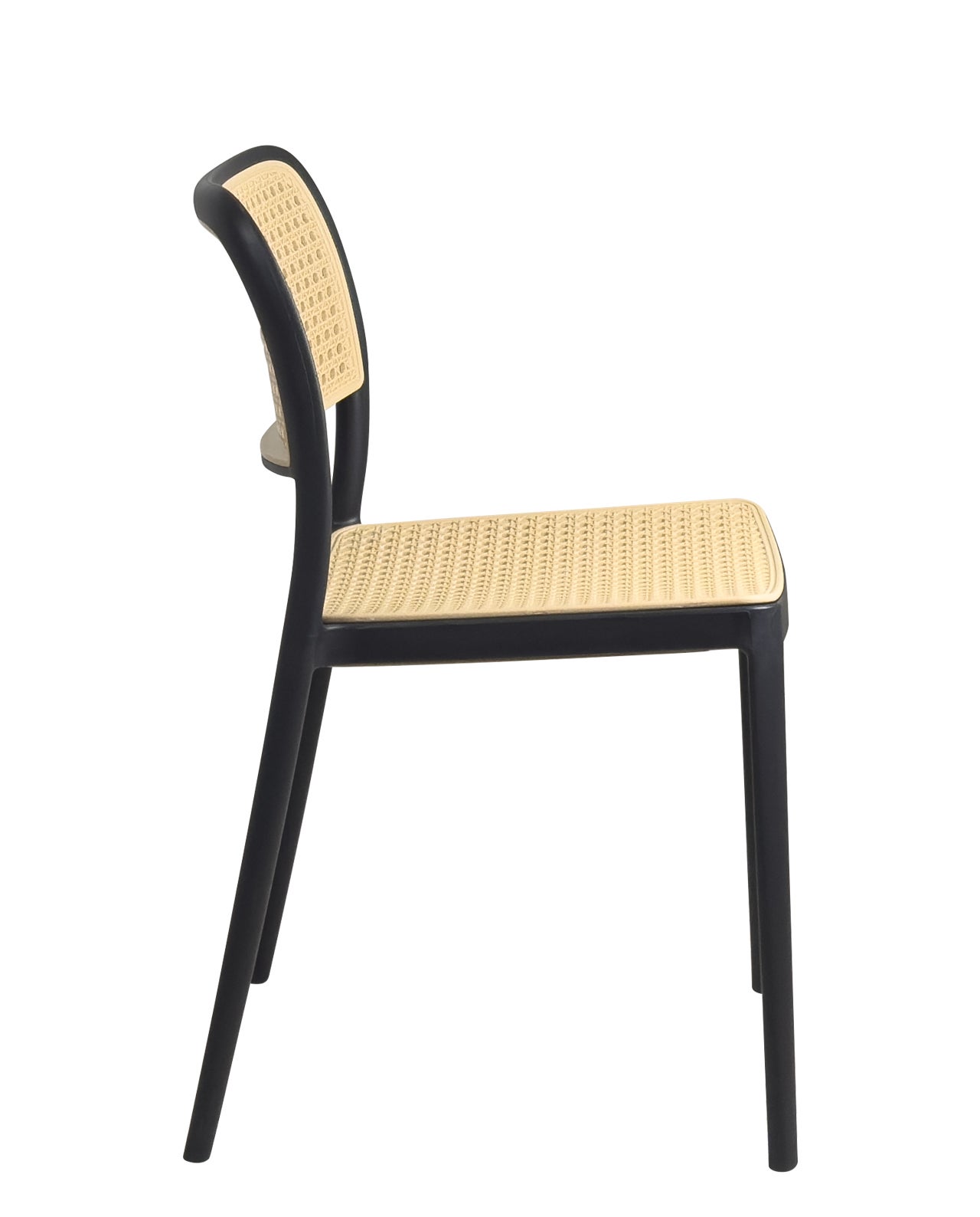 Lot de 2 Chaises de Cuisine Empilables Effet Rotin YAO Noir Beige - 5