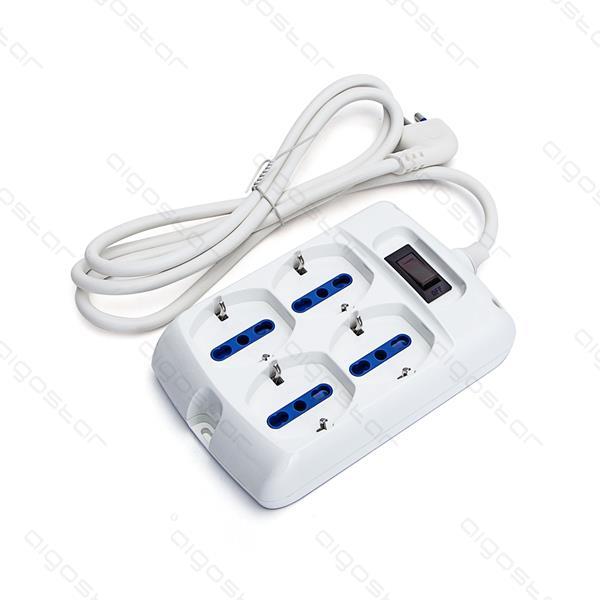 TEMPO DI SALDI - Ciabatta Multipresa Elettrica Con 4 Posti Schuko Con Interruttore On / Off