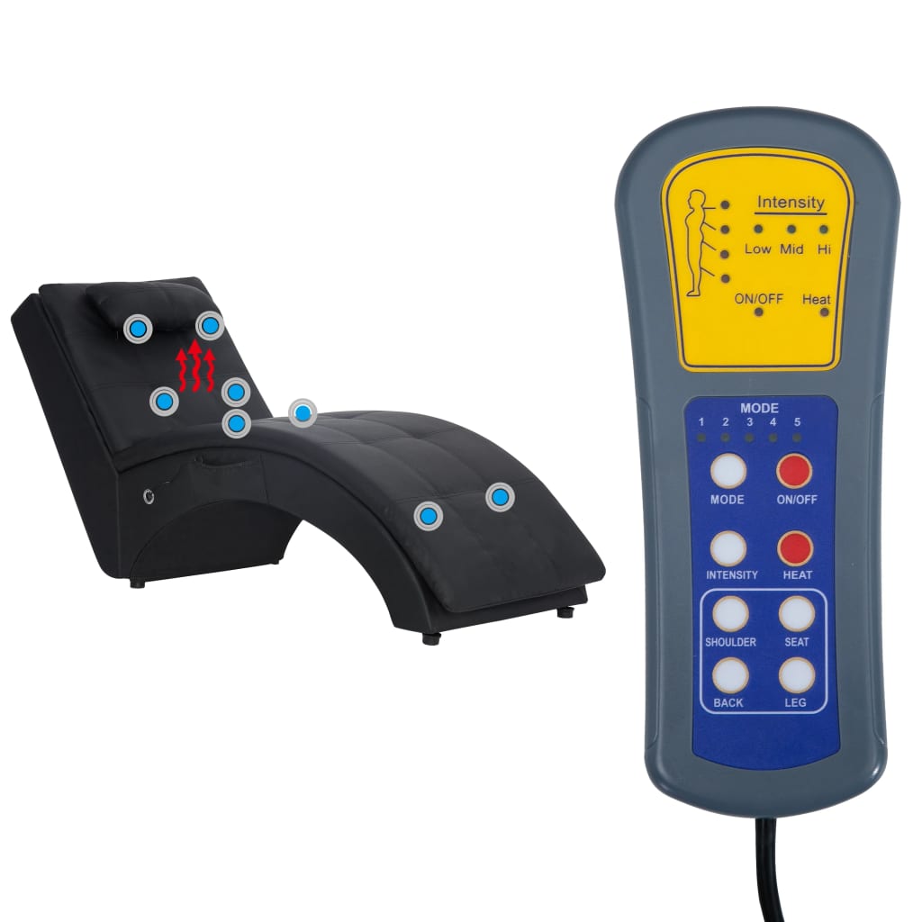 Maison Exclusive - Sdraio Massaggiante con Cuscino Nero in Similpelle - 9