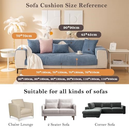 Cuscino protettivo per divano, cuscino di protezione, cuscino in cotone e lino, protezione antigraffio per animali domestici, 70 x 210 cm - 2