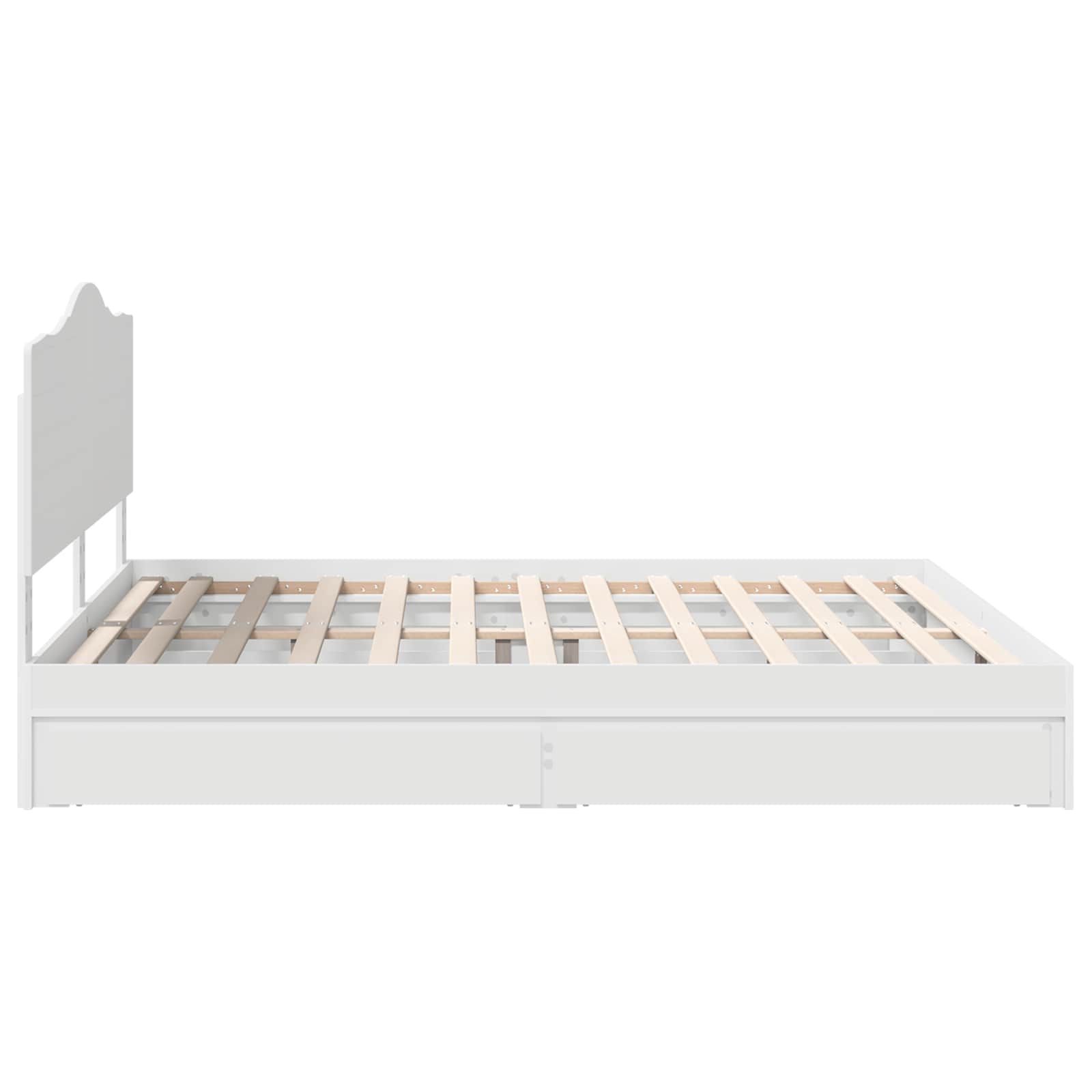 Lit de rangement réglable blanc 180 x 200 cm en panneau de bois - 9