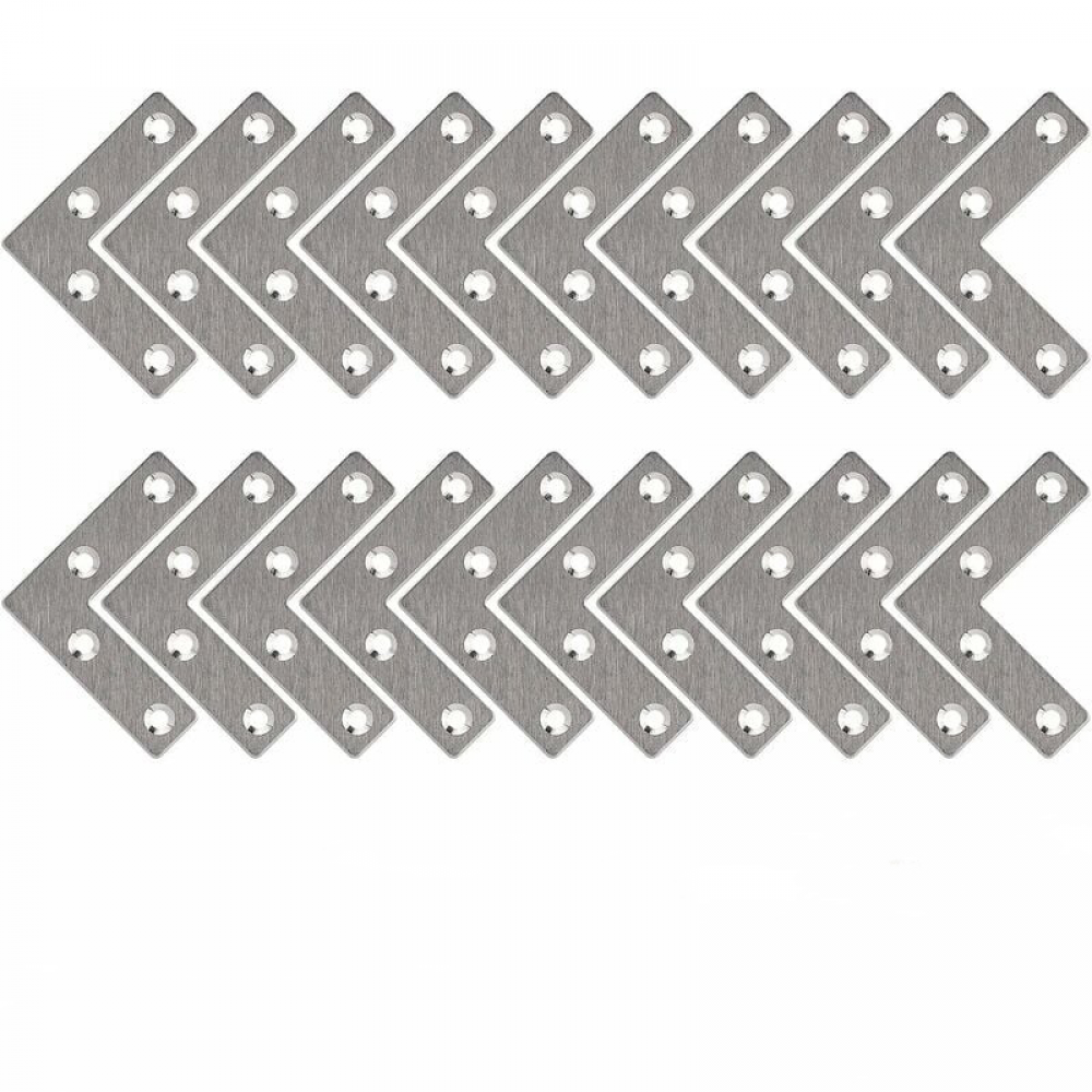 Eoere 20 Piezas De Soporte De ángulo Recto L De Acero De 1-7/8 Pulgadas, Soporte De Esquina De Refuerzo Para Madera, Carga Máxima De 44 Libras