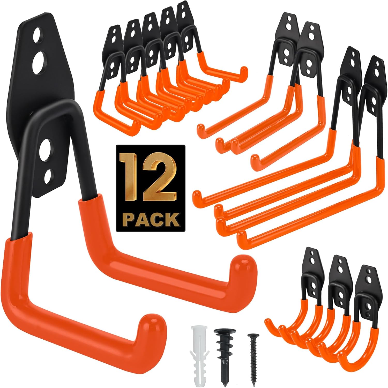 Lot De 12 Crochets Muraux Garage Ultra-Robustes – Organisez Outils, Vélos, Chaises Et Jardin En Un Clin D’Œil !