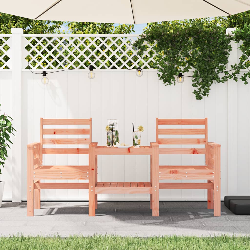 Banc De Jardin 2 Places En Bois Massif Douglas - 82,5x35x45 Cm - Étagère Incluse - Pour Extérieur