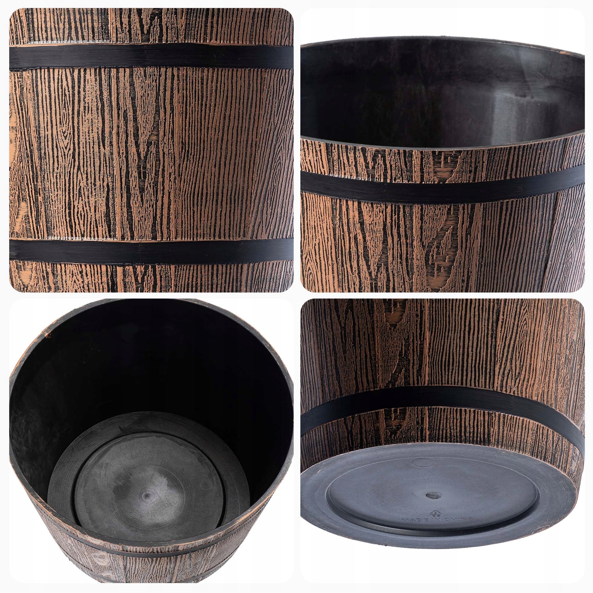 Vaso de flores de plástico KADAX para ambientes internos e externos, vaso grande com imitação de madeira (marrom escuro, conjunto de 3: 23, 30 e 40 cm - 3