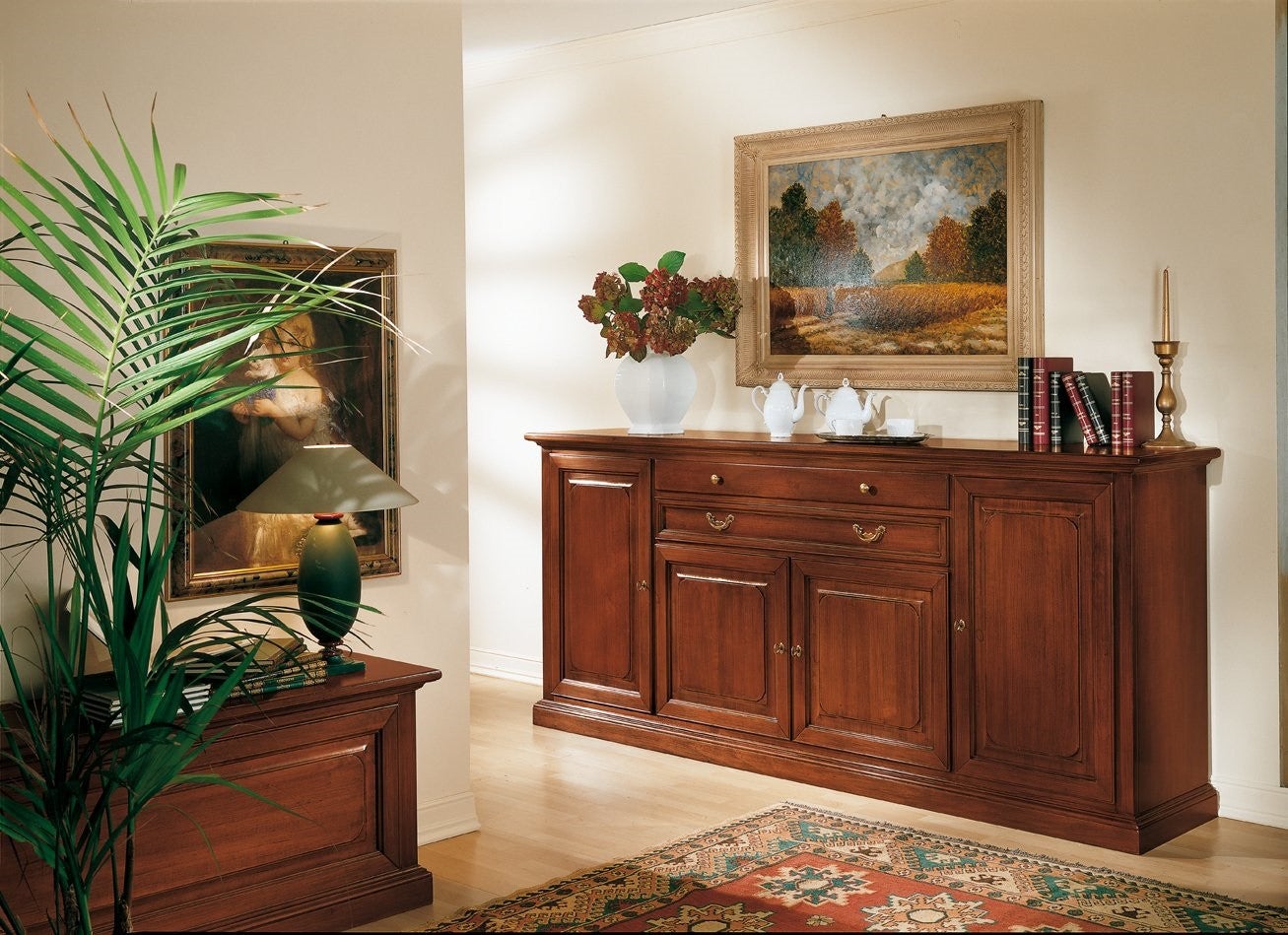 MOBILI 2G MADIA CREDENZA IN LEGNO MASSELLO ANTE TINTA NOCE L