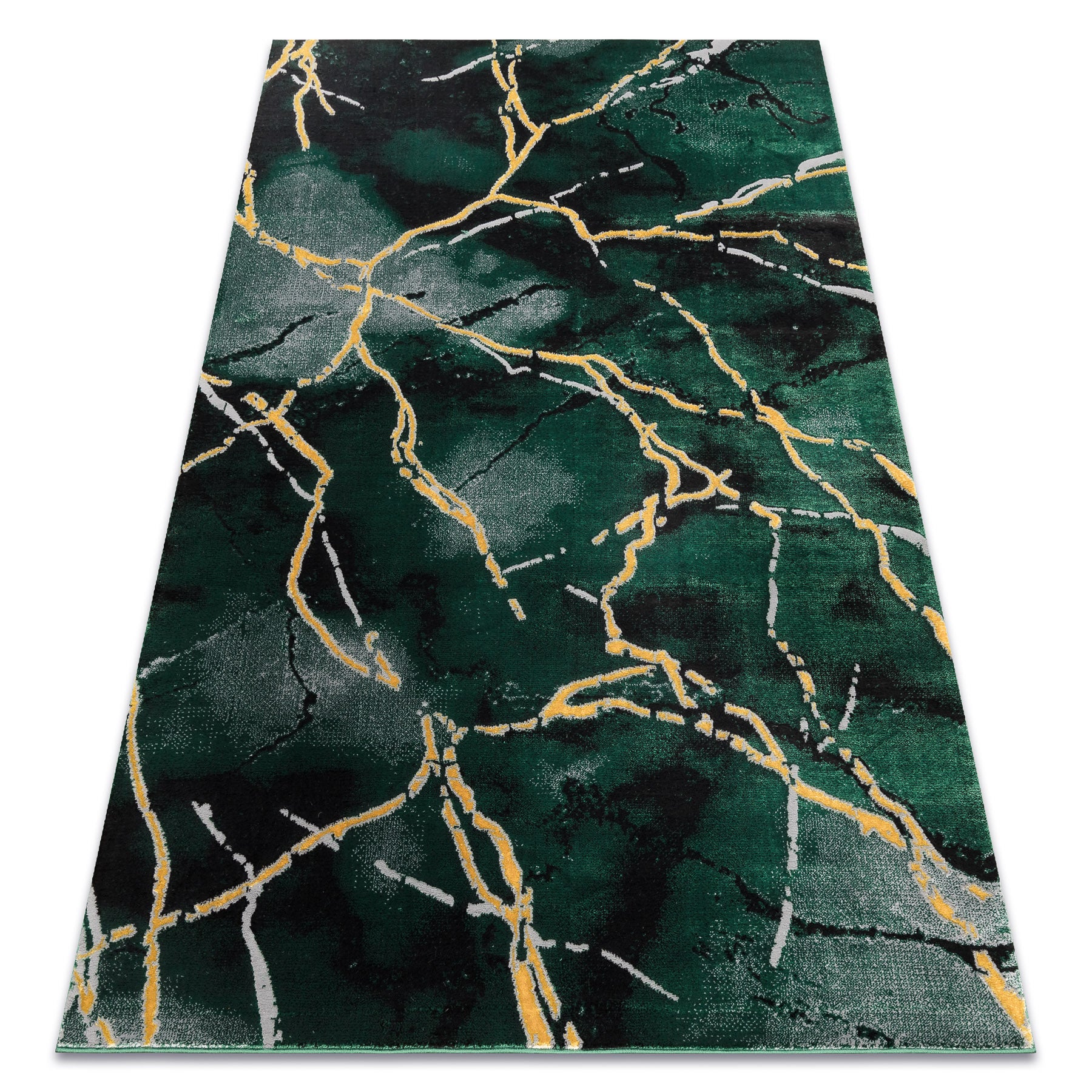 Dywan EMERALD ekskluzywny 1018 glamour, stylowy marmur butelkowa zieleń / złoty 140x190 cm