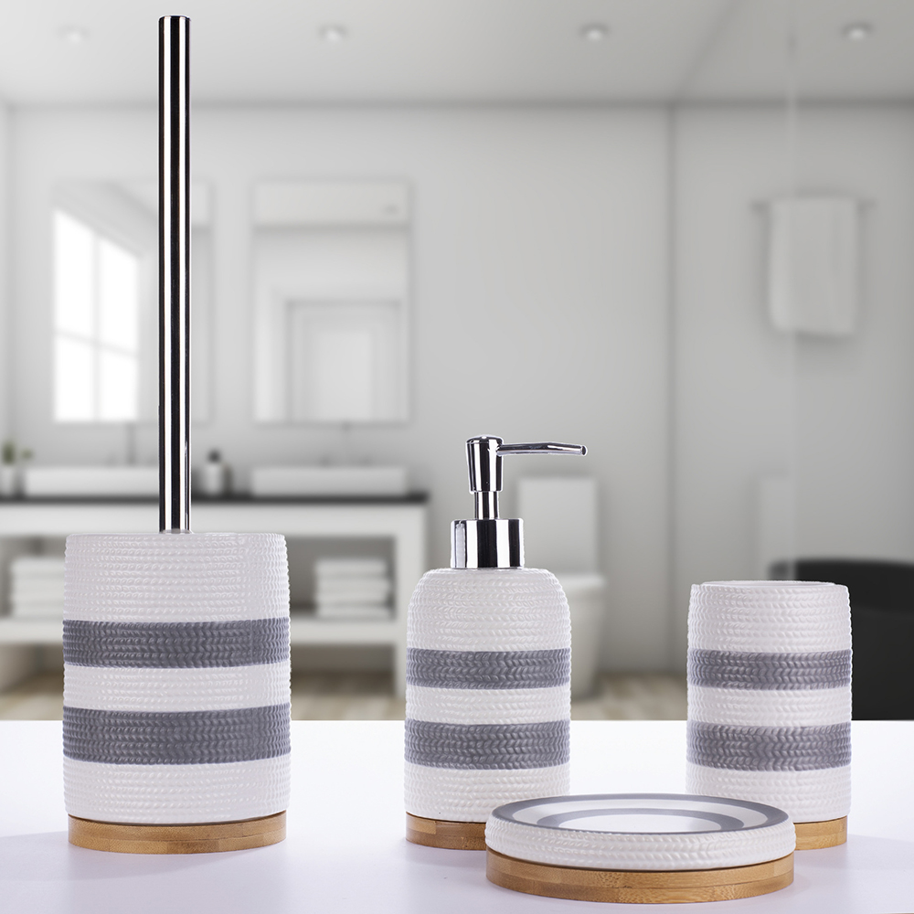 Szczotka do WC Sepio ceramiczna biało szara solidna elegancka - 4