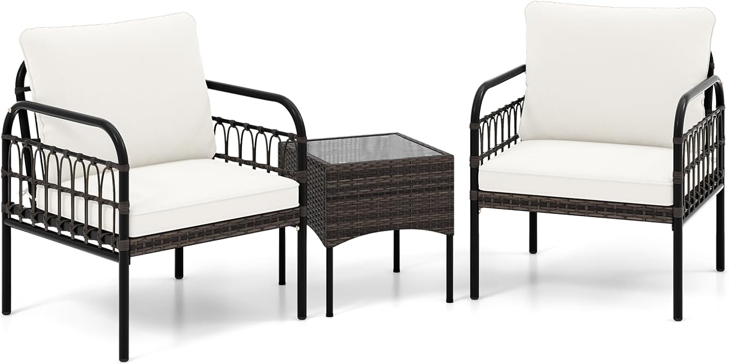 Set di mobili da giardino in vimini da pezzi, con tavolino in