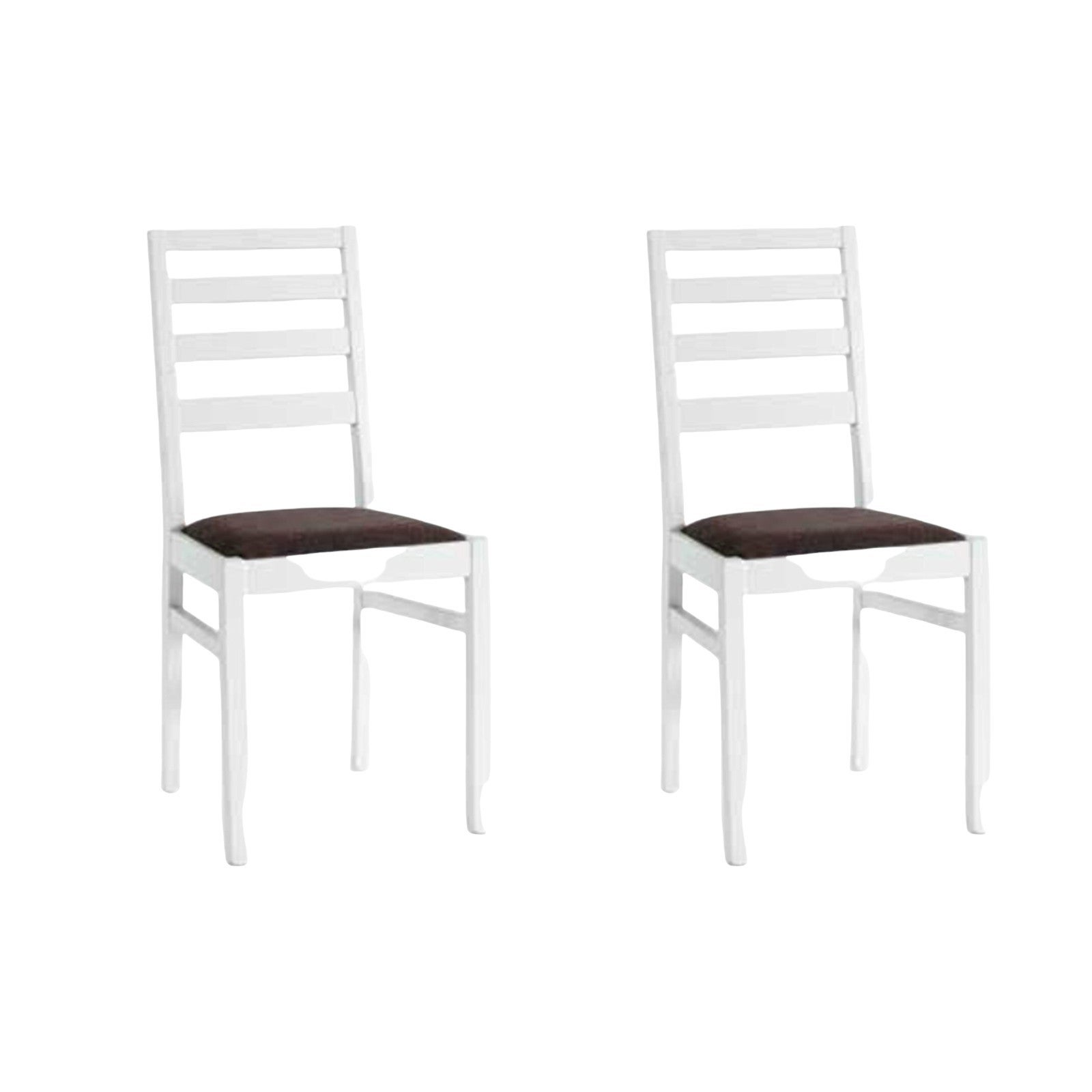 MOBILI 2G Set Sedie In Legno Massello Imbottita bianco 42,5x37