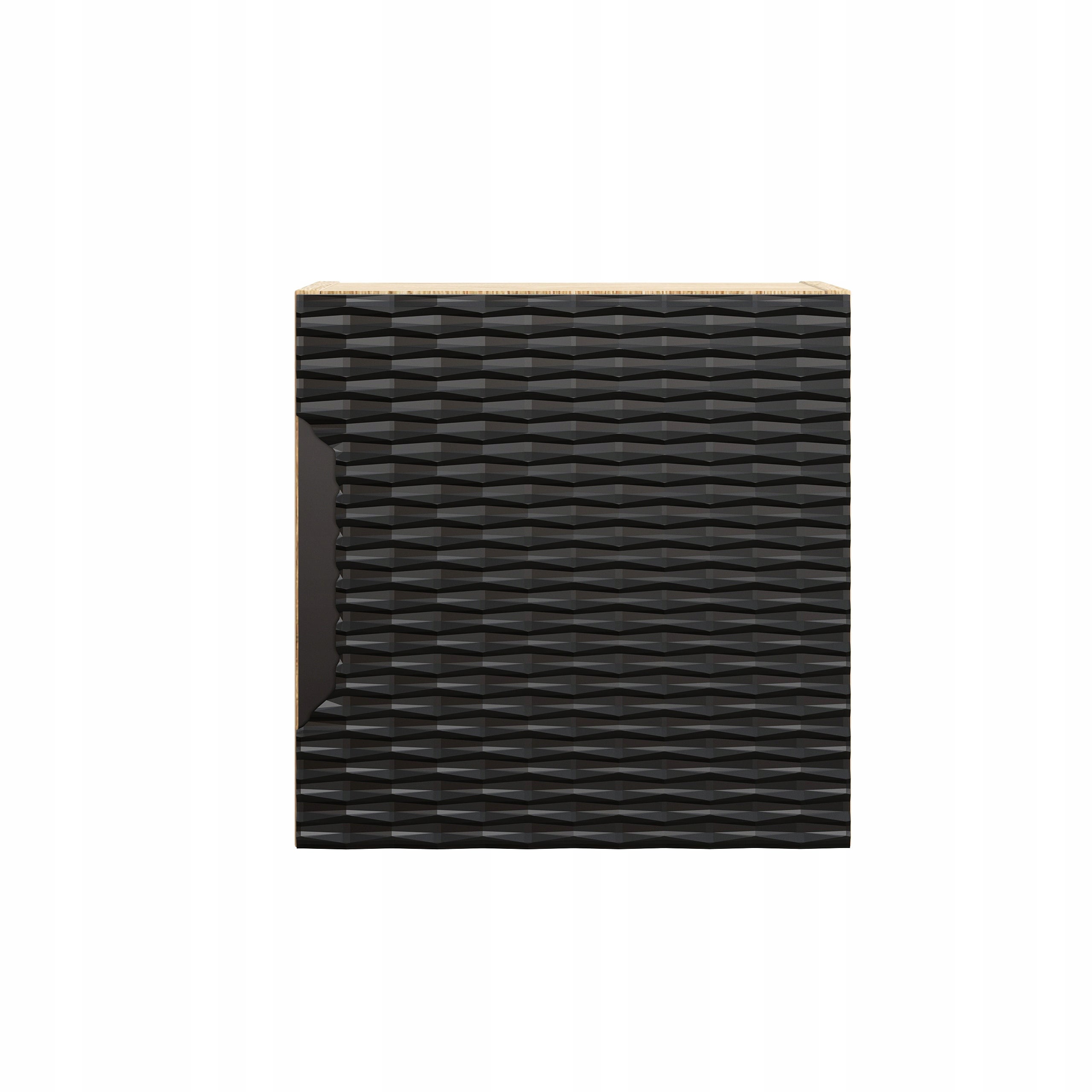 Szafka łazienkowa OCEAN 35 cm czarna dąb olejowany front 3D MDF wisząca kwadratowa - 6