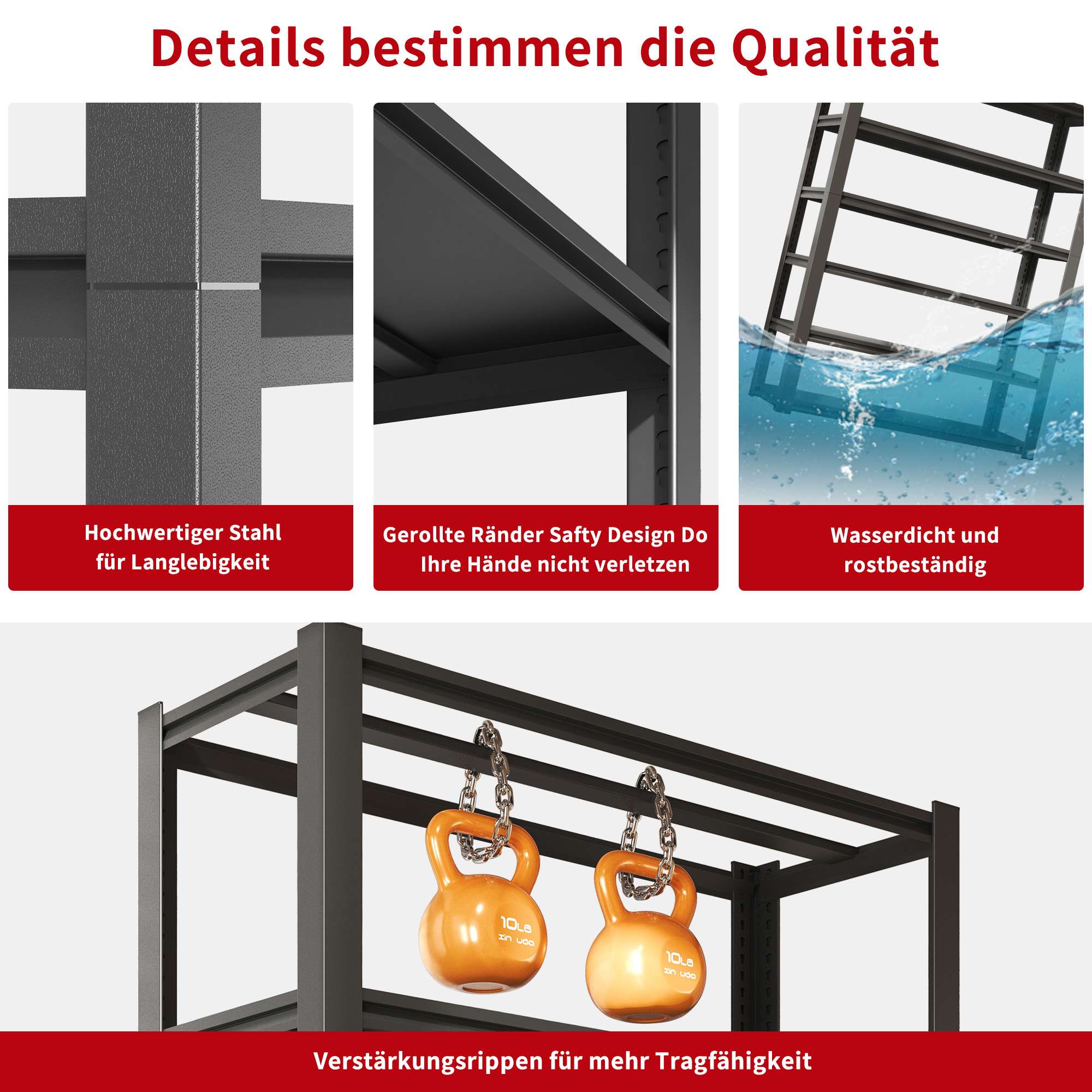 Étagère Métallique 5 Niveaux H160cm – Capacité 650kg, Réglable en Hauteur, Sans Bois pour Garage et Maison - 5