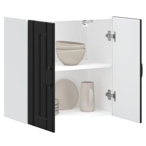 Mobile Angolare Da Cucina Lucca Nero In Truciolato, 75,5x75,5x81,5 Cm, Con Porte E Piedini Regolabili – Carico 70 Kg