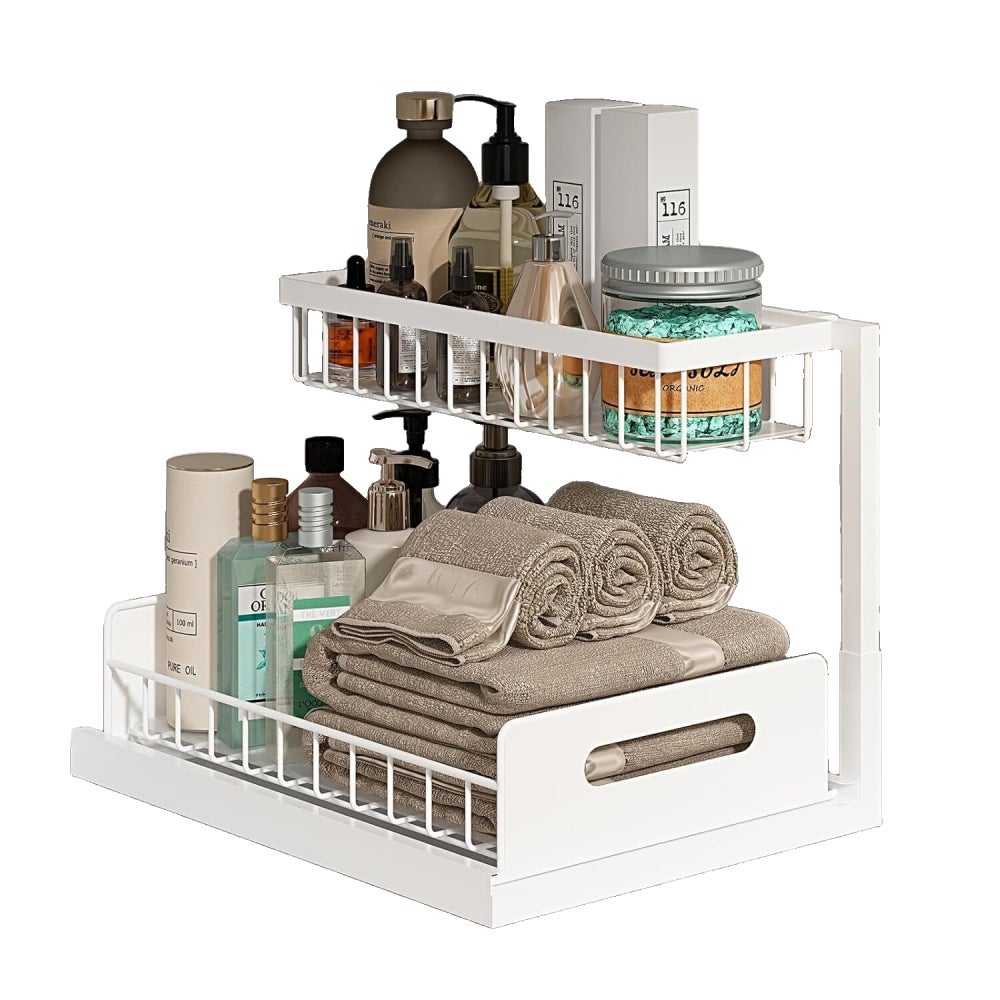 KMQRDZi Organisateur Coulissant Tiroirs Cuisine Salle De Bain - Étagère Extensible Transparente Empilable
