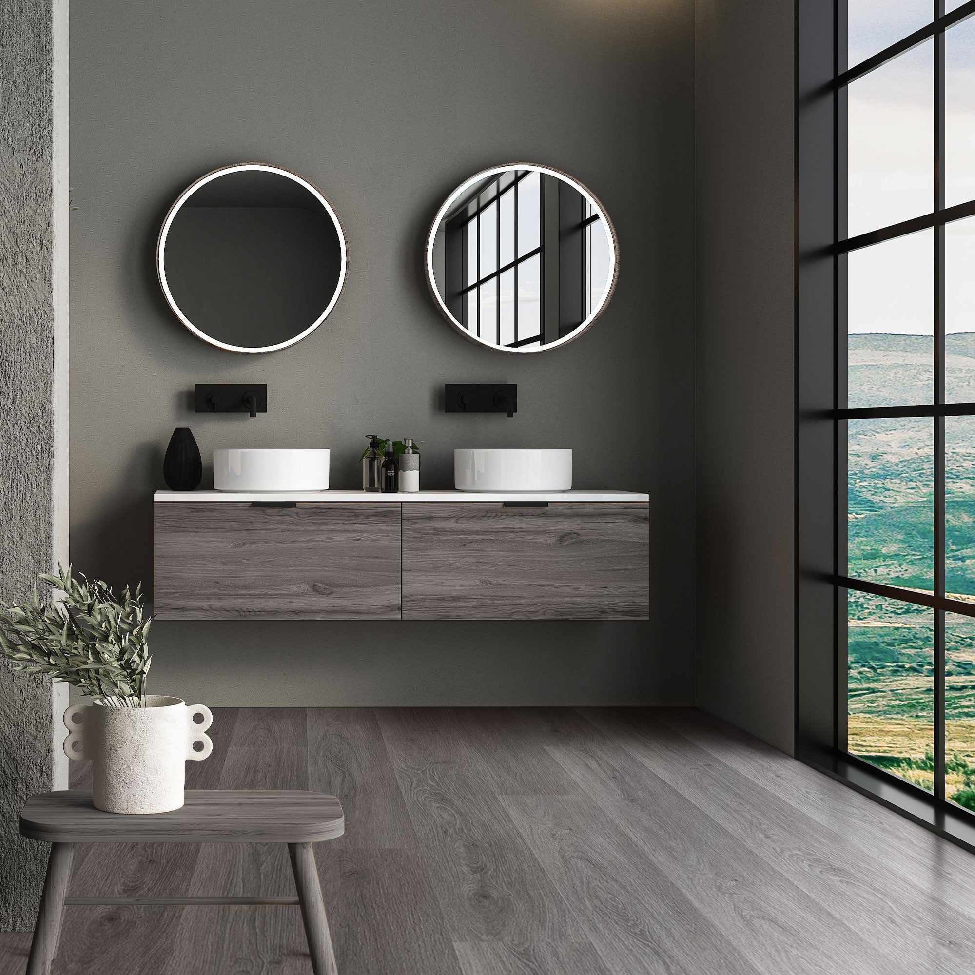 Revêtement de sol clipsable en vinyle 122cmx18cmx4,2mm 6,16m²/28 planches gris chêne windswell hickory imitation parquet pvc étanche classe charge 34 - 5