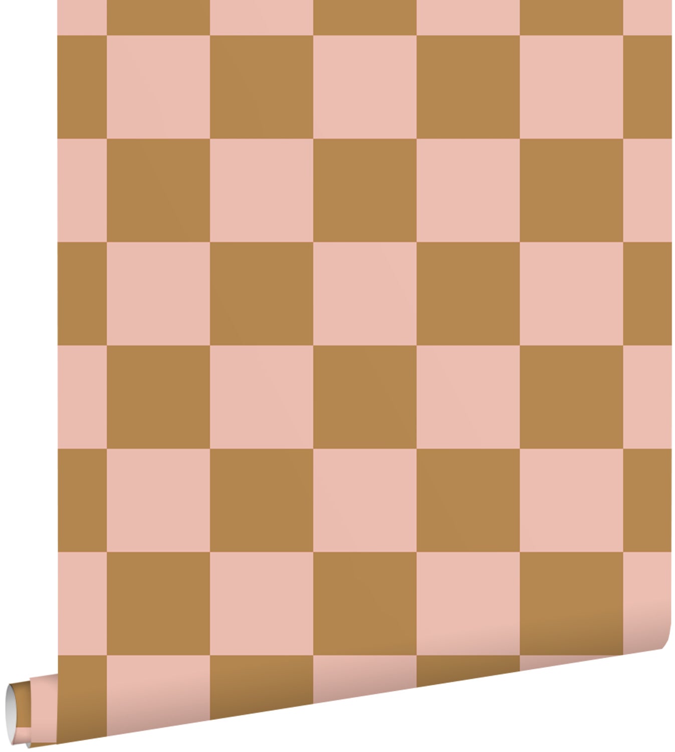 Tapeta motyw kratki różowymIbrązowym - 50 x 900 cm - ESTAHOME