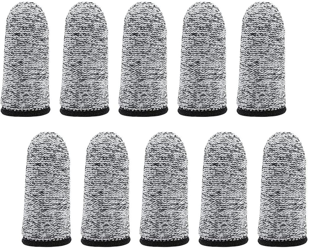 Lot De 12 Doigtiers Réutilisables HXHWKEN – Antidérapants, Résistants Aux Coupures, HPPE, Gris, Taille 5,5 Cm