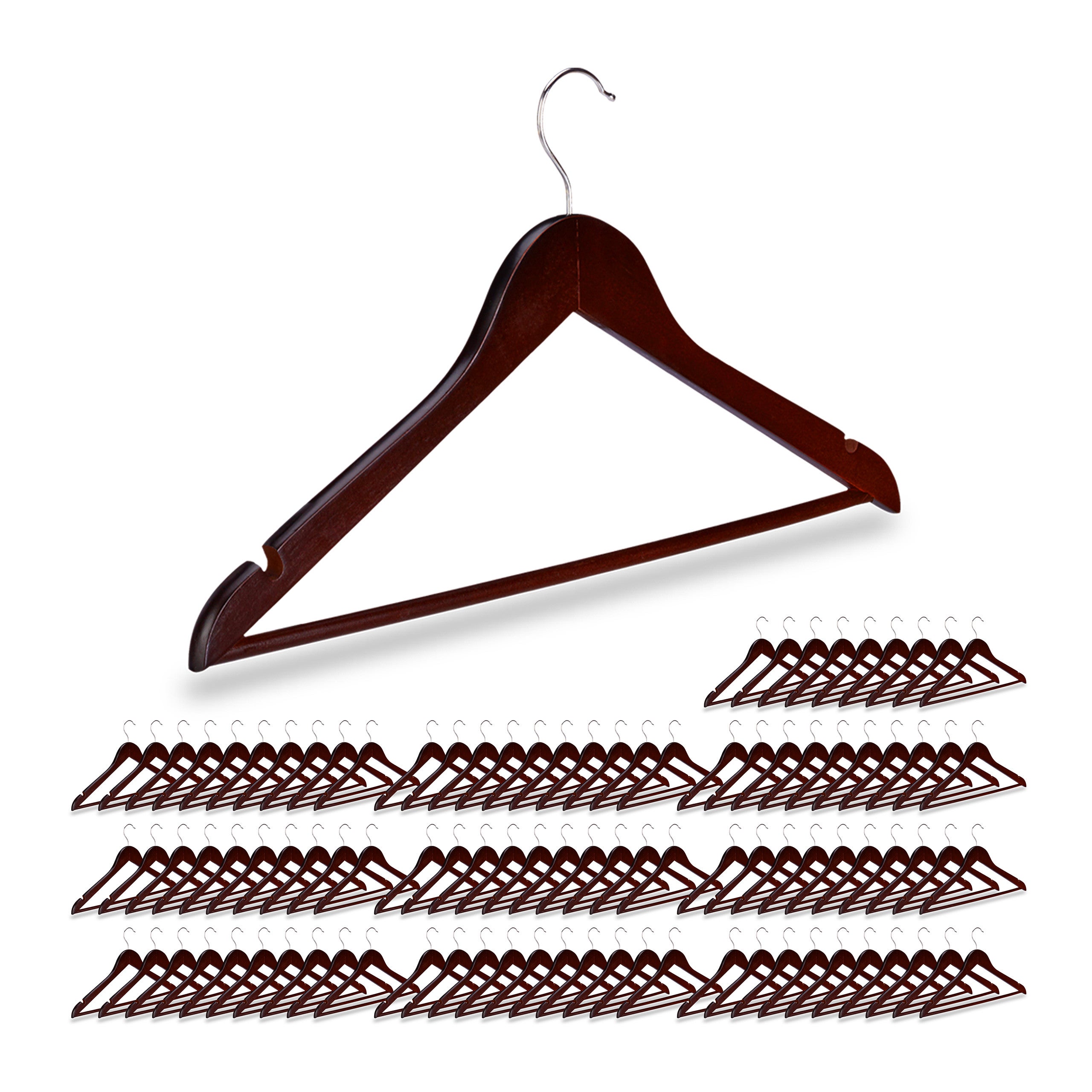 Set De 12 Cintres Costume Relaxdays - Bois Et Métal, Traverse Pantalon - Pour Garde-robe Ordonnée