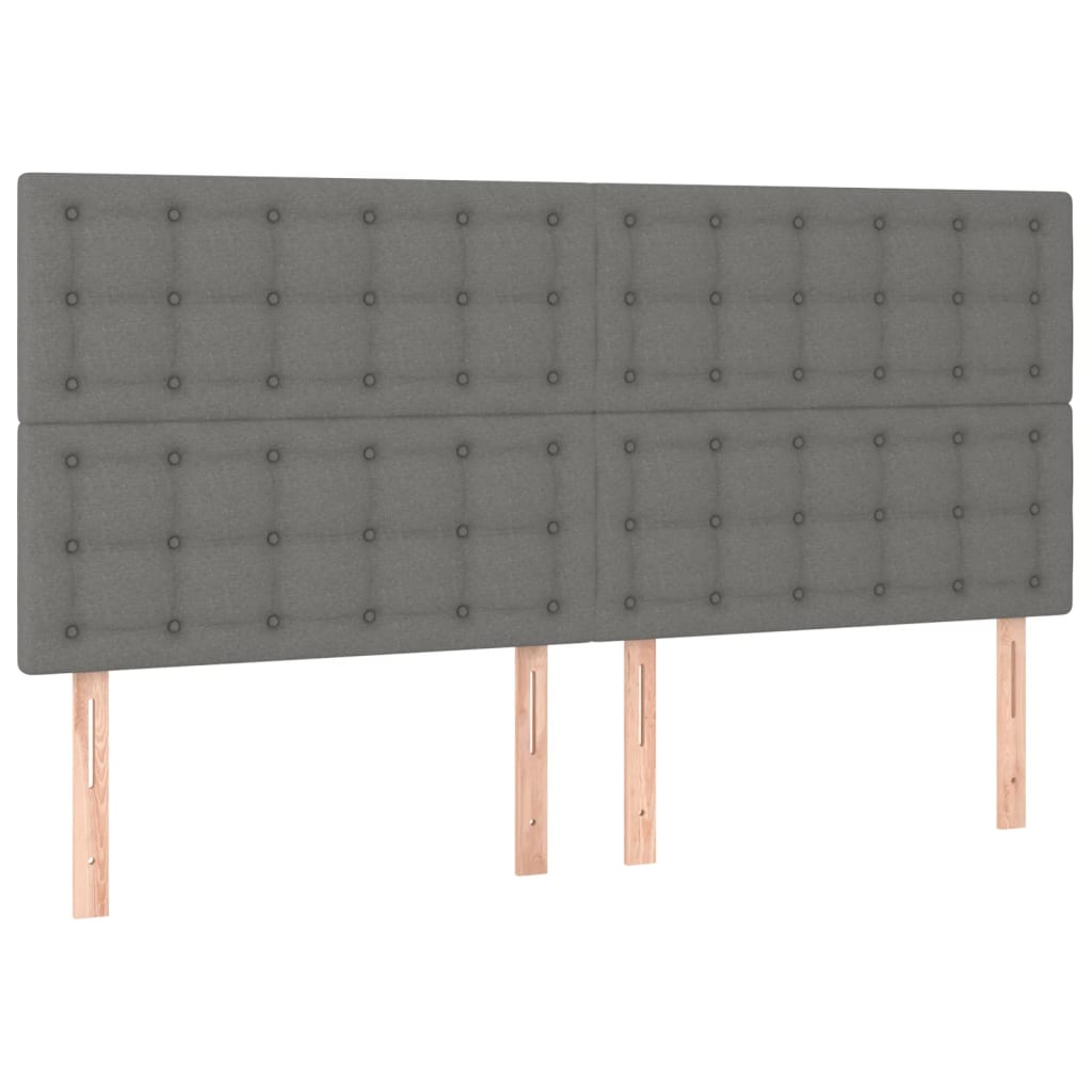 Cadre de lit sans matelas gris foncé tissu - 9