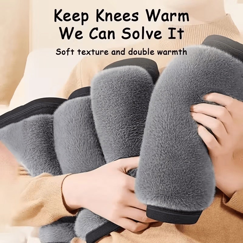 MINICLOSS Genouillères thermiques pour l'hiver, avec doublure épaisse en peluche et douce, coupe-vent, cadeau, XL (150-180 g) - 6
