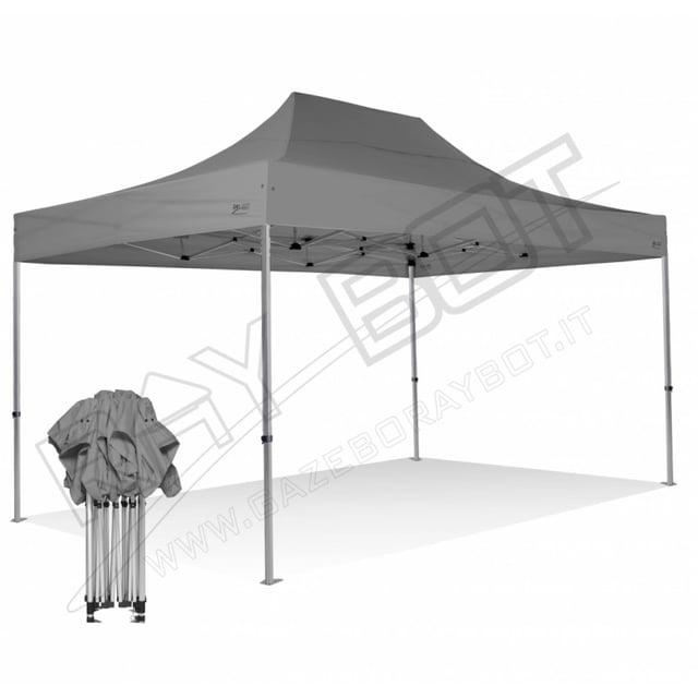 Gazebo Pieghevole 3x4,5 RAY BOT Grigio Professionale Senza Laterali . Tessuto Impermeabile Da 350g/m in PVC. Gazebo Rapido
