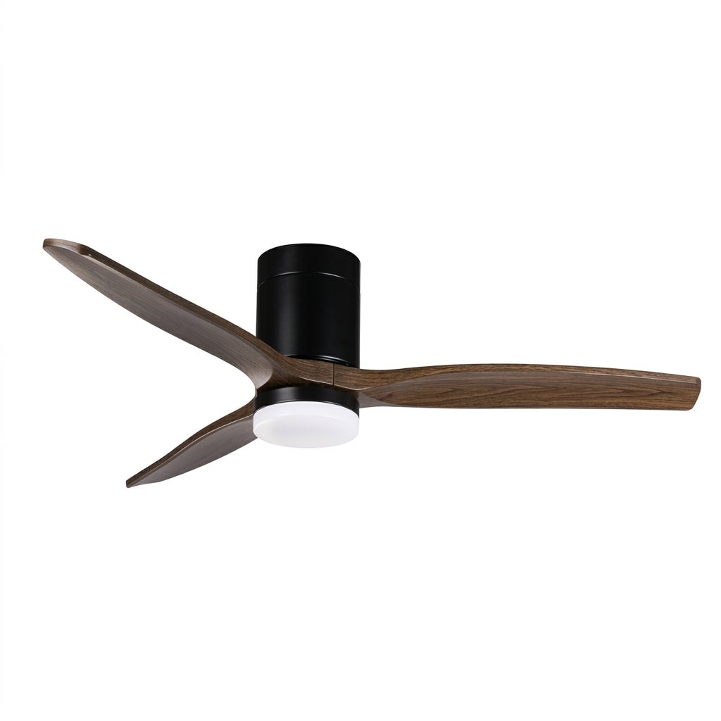 Ventilador de techo led con luz 35w, 3cct regulable, dc motor silencioso, 3 aspas, ip44, mando a distancia, negro y