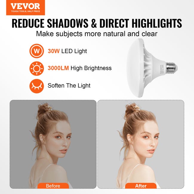 VEVOR Kit d'Éclairage Softbox Professionnel 400 x 400 mm avec Ampoules LED 45 W, Couleur Réglable 3000-6500 K, Support Trépied, pour Studio, Photographie, Enregistrement Vidéo, Diffusion en Direct VEVOR Kit d'Éclairage Softbox Professionnel 400 x 400 mm avec Ampoules LED 45 W, Couleur Réglable 3000-6500 K, Support Trépied, pour Studio, Photographie, Enregistrement Vidéo, Diffusion en Direct