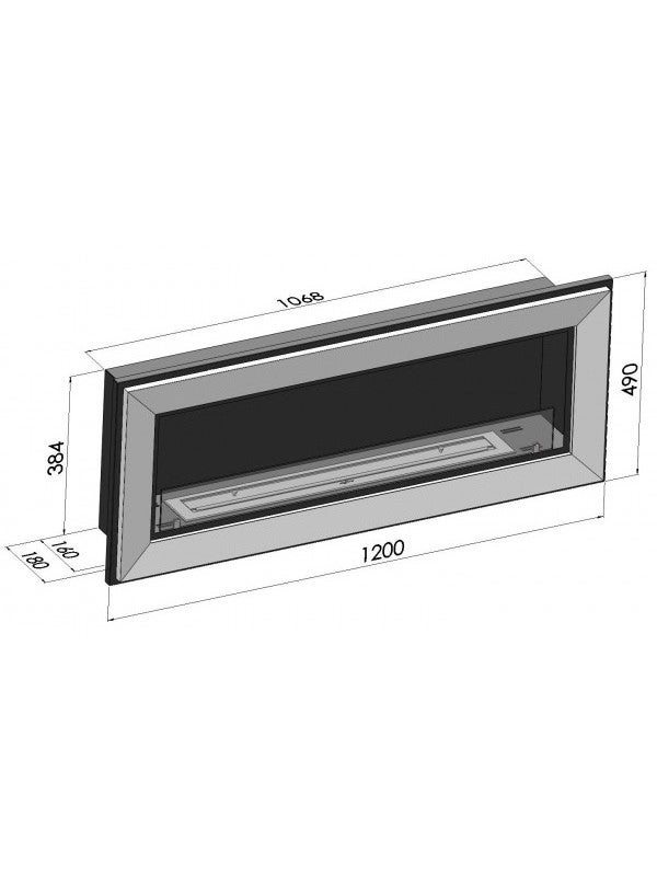 Lareira embutida a bioetanol Frame 1200 SimpleFire com vidro preto - 7