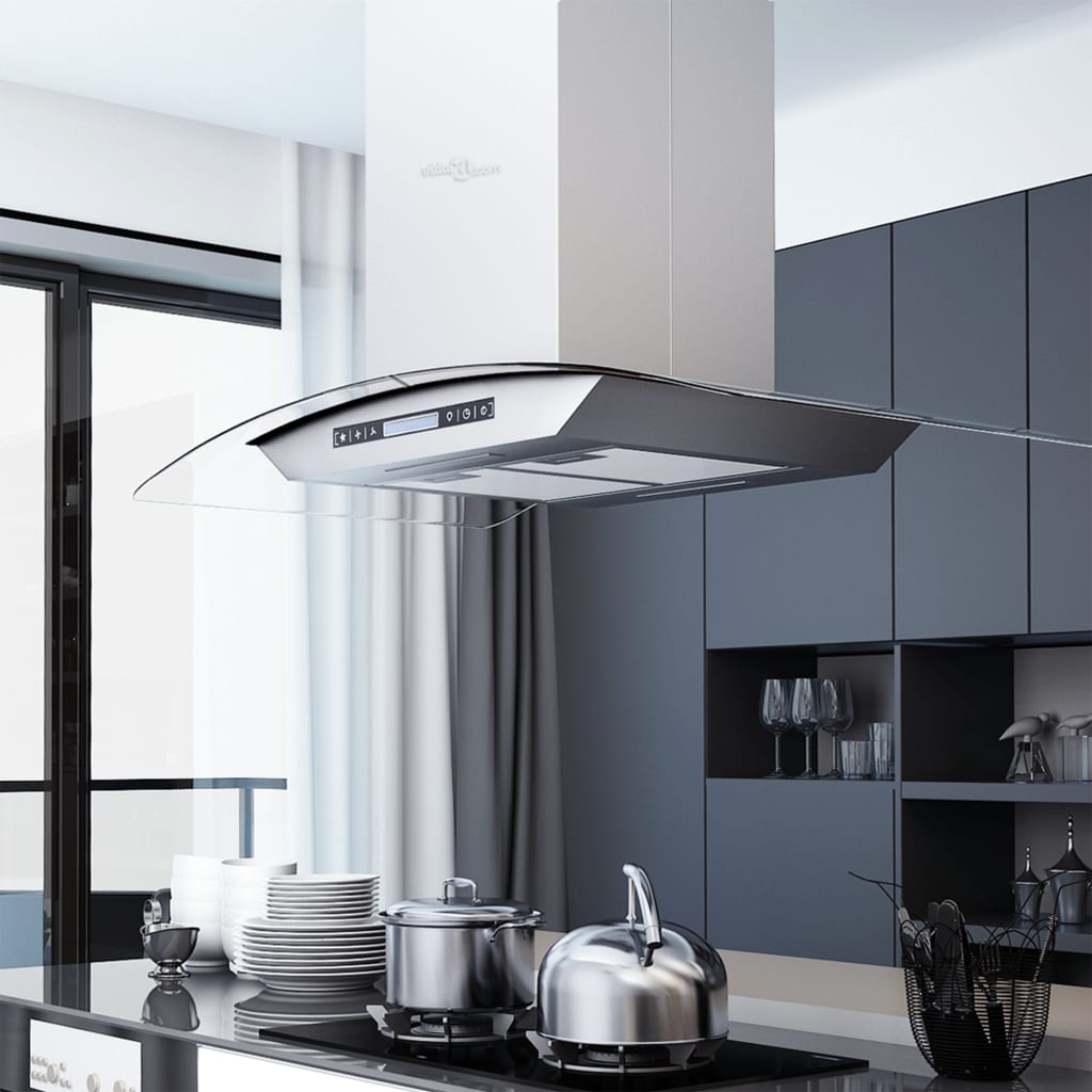 Vidaxl Campana Extractora De Techo 90 Cm Pantalla Táctil 756 M³/H Led Carbón/Plateado , Leroy Merlin