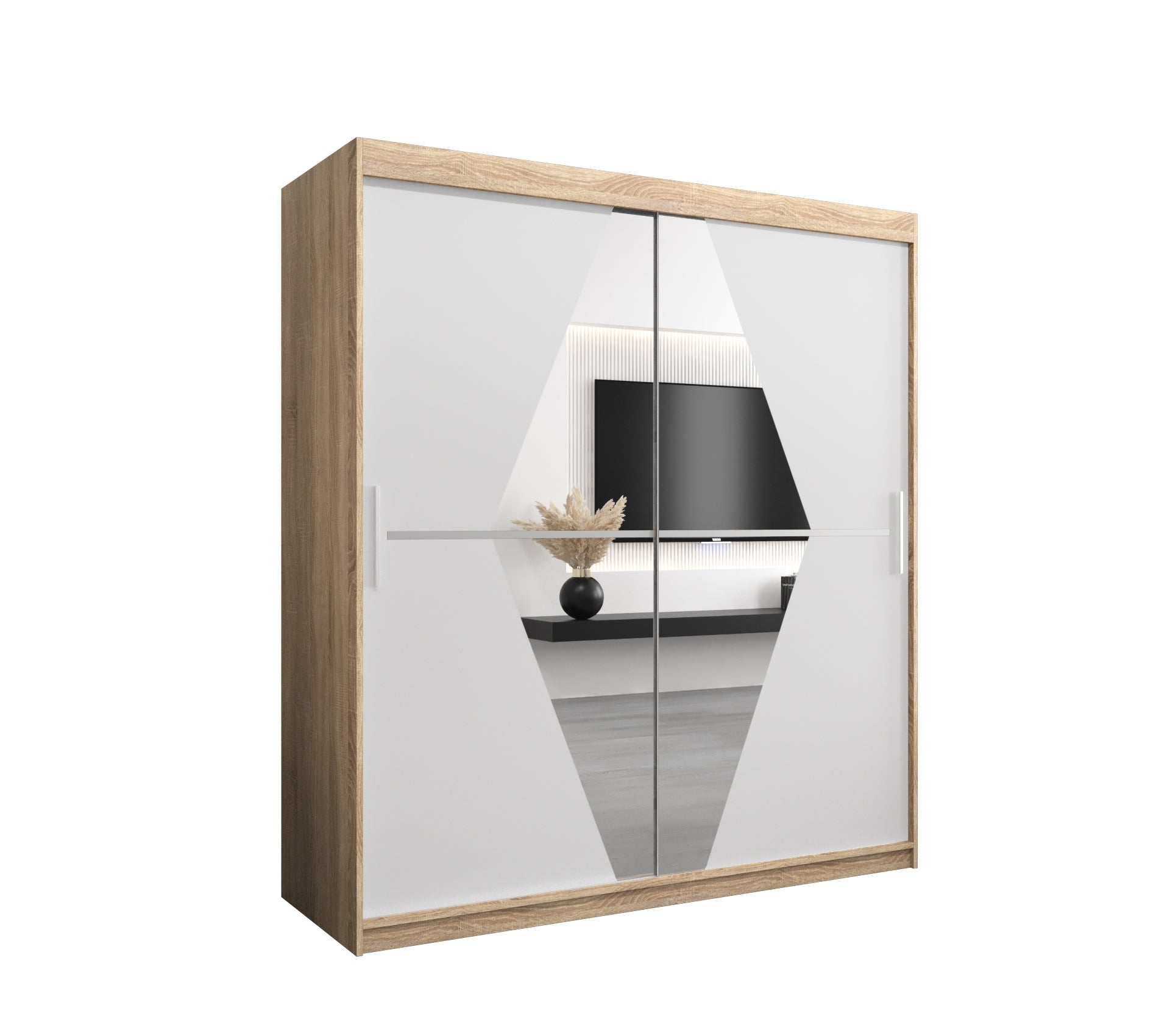 Szafa przesuwna garderoba BOLIWIA 180 x 62 x 200 cm Sonoma + Biały - Abiks Meble
