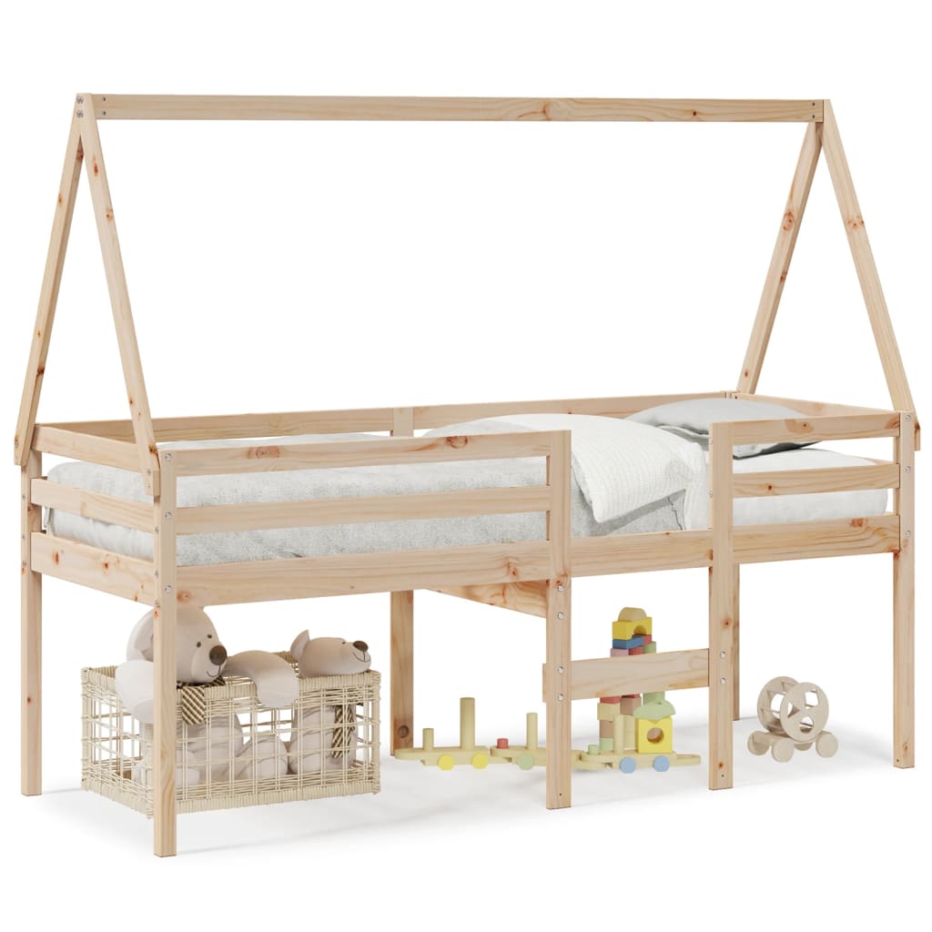 Lit haut sans matelas 75x190 cm bois de pin massif - 2