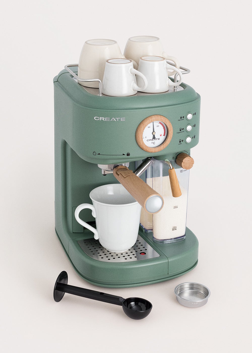 CREATE - THERA RETRO PRO - Machine à café expresso semi-automatique 20 bars- Sauge - 6