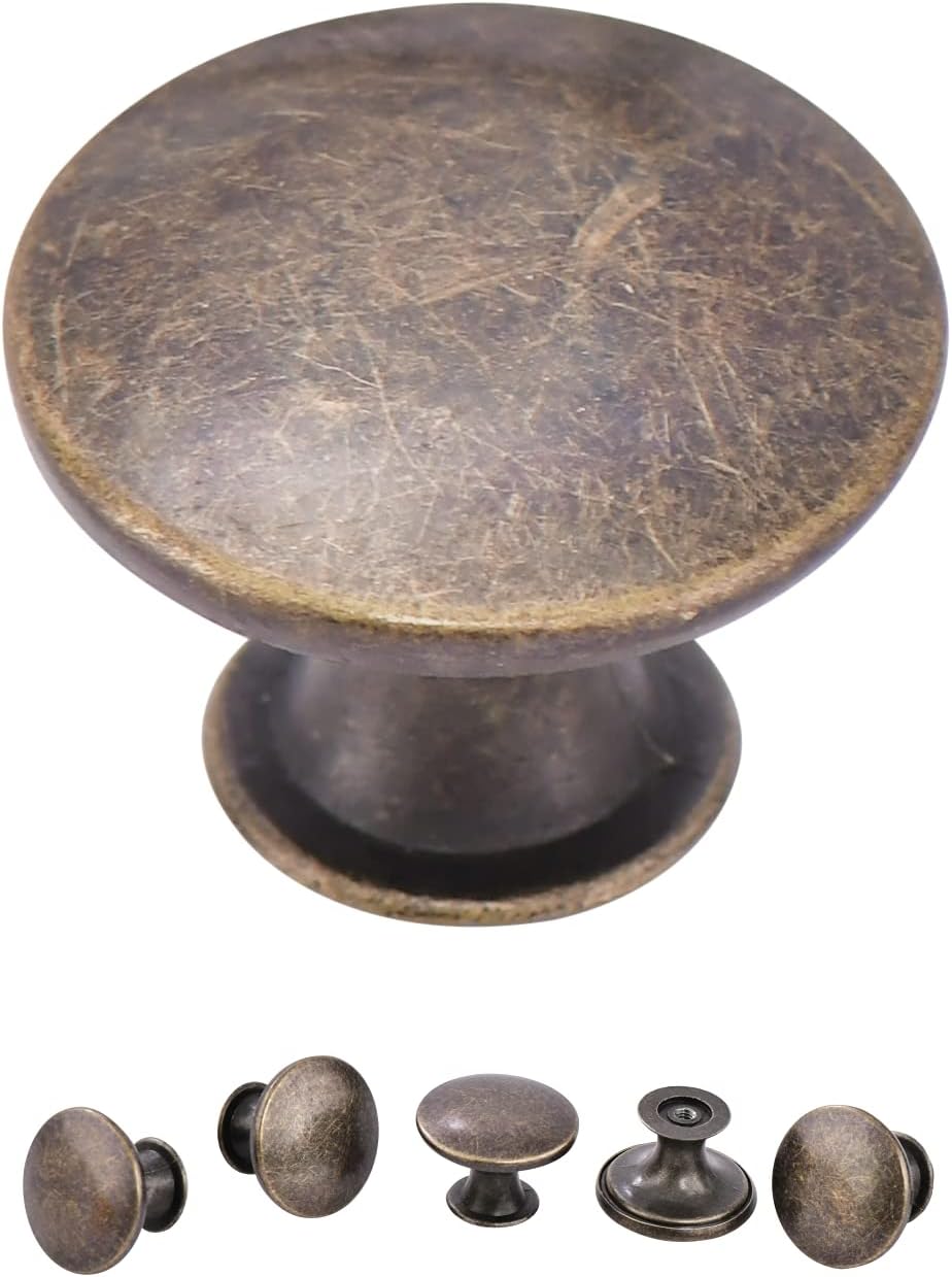 Zestaw 16 gałek do szafek kuchennych, komód, szuflad, mosiądz antyczny, średnica 3 cm, gałki do drzwiczek szafek