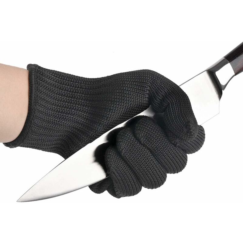 Gants de sécurité pour homme en fils de kevlar et en acier inoxydable - Noir - 2