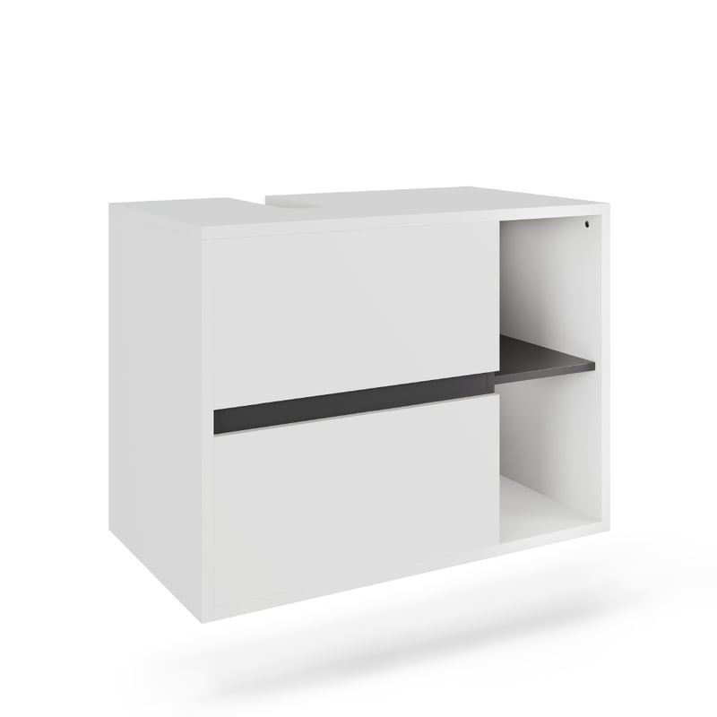 Vicco Szafka pod umywalkę Viola, Biały/szary, 80 x 60 cm z 2 szufladami