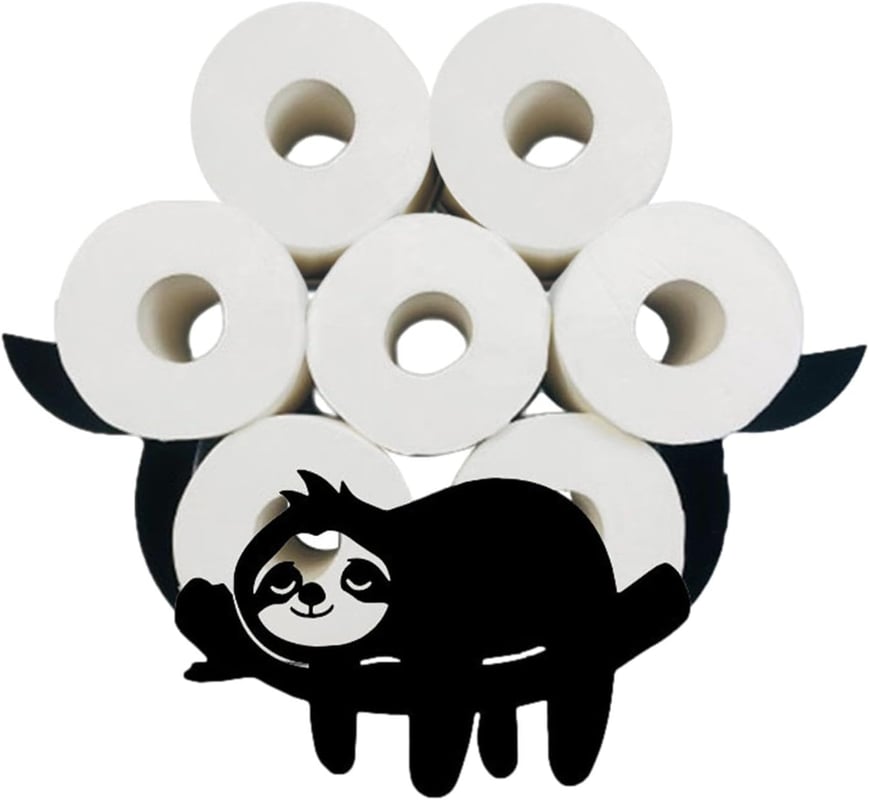 Leniwy uchwyt na papier toaletowy | Metalowy uchwyt ścienny z motywem owcy, do przechowywania papieru toaletowego w rolkach