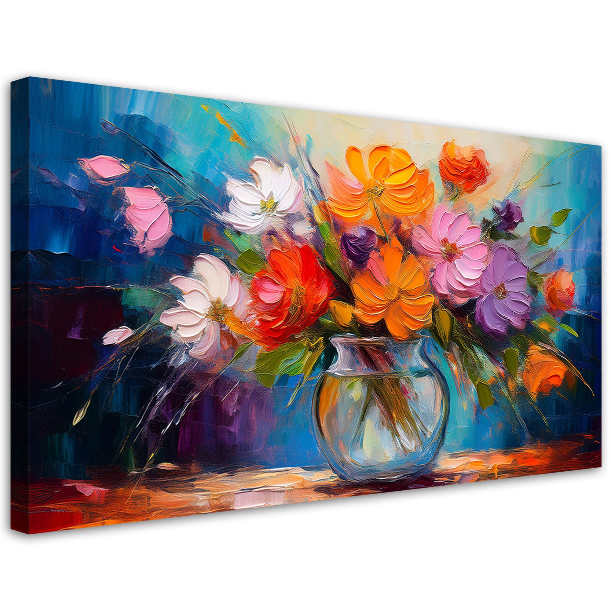 Tableau Sur Toile Tulup 100x50 Cm - Impression Florale Fleurs Rouges - Décoration Murale Moderne