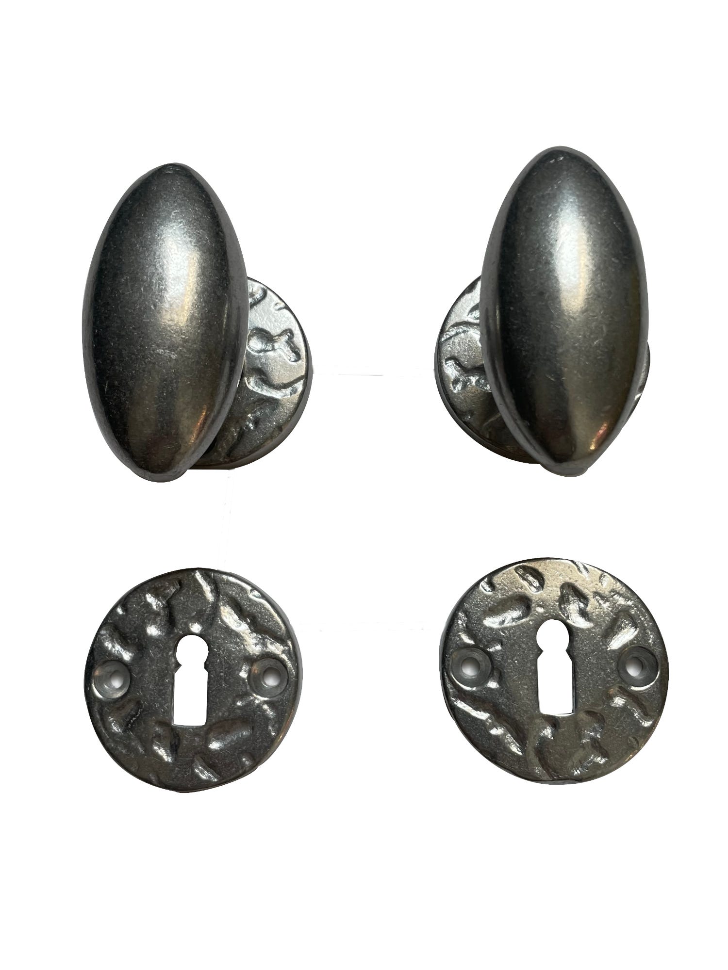 Poignée de porte ovale alu naturel sur rosaces clé | Leroy Merlin