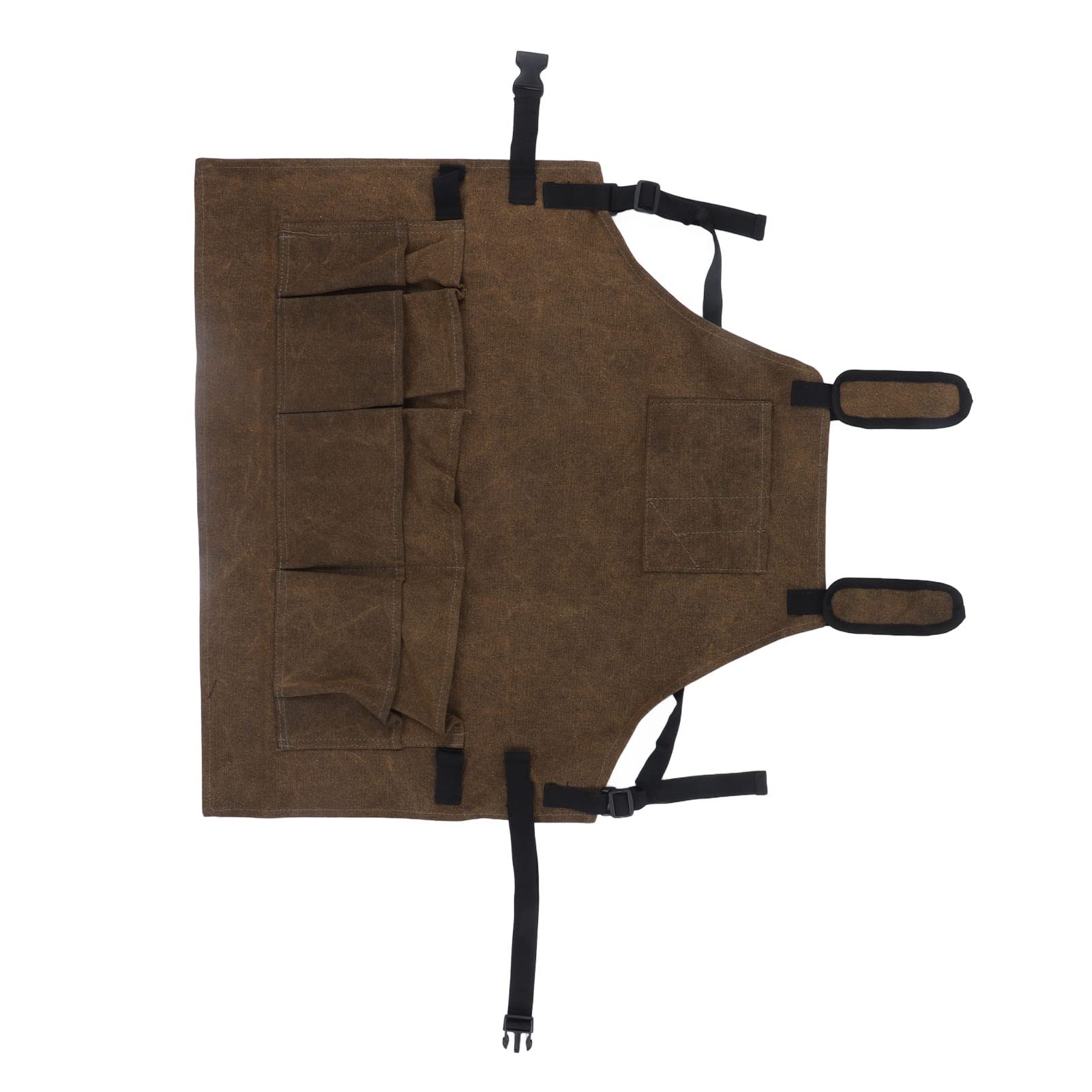 Delantal de taller de carpintería de gran capacidad con bolsillos ajustables y correas de hombro, delantal encerado para carpinteros y ele - 7
