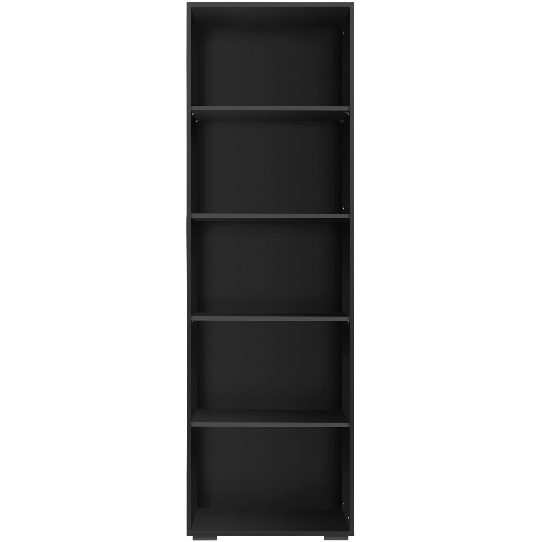 Estante de madeira com 5 compartimentos, pés de plástico, proteção anti-tombamento, 60x30x190 cm, preta, TECTAKE - 2