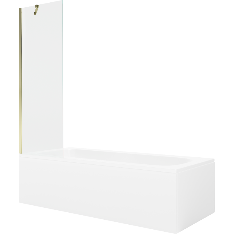 Mexen Vega wanna prostokątna 170 x 70 cm z obudową i parawanem 1-skrzydłowym 60 cm, transparent, złoty - 550117070X9506000050