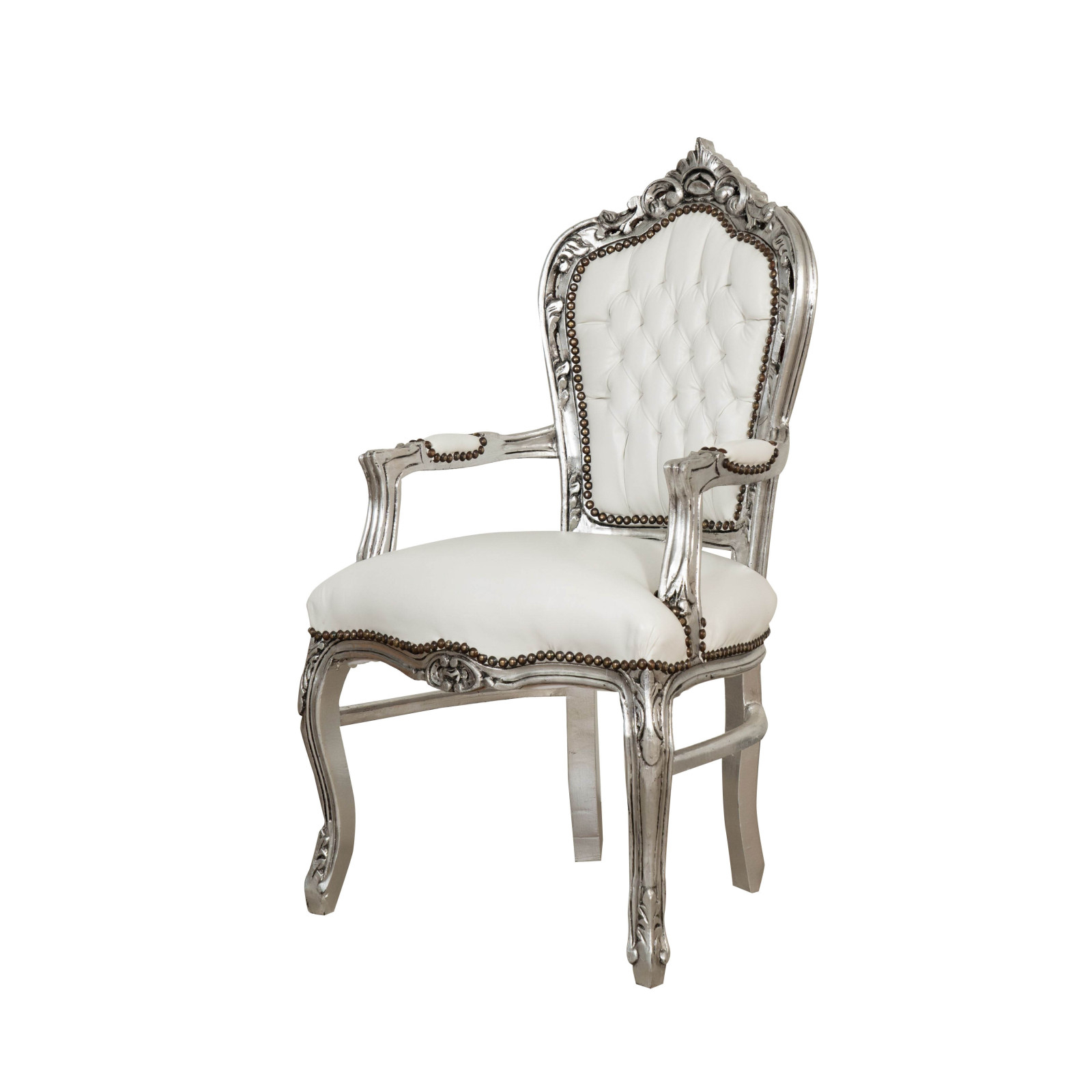Biscottini sillón barroco 109x60x60 cm | sillas luis xvi | sillón estilo francés | sillón dormitorio blanco
