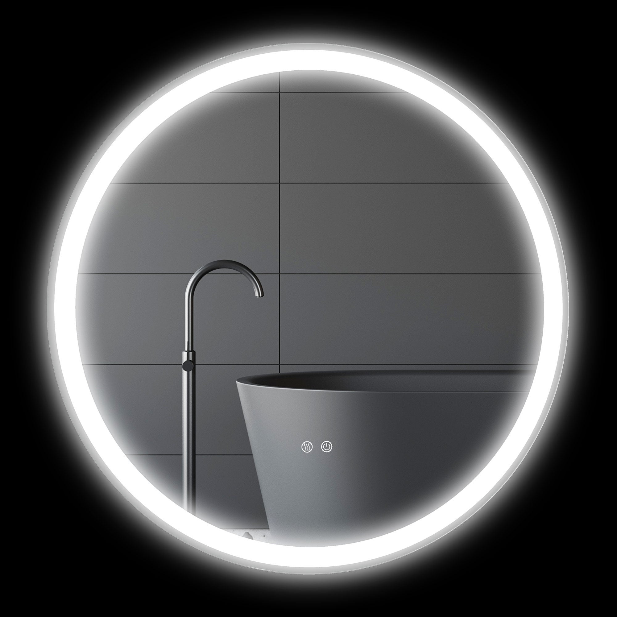 Miroir rond lumineux LED de salle de bain Ø 80 cm mural avec éclairage 3 couleurs interrupteur tactile 46W blanc argent - 2