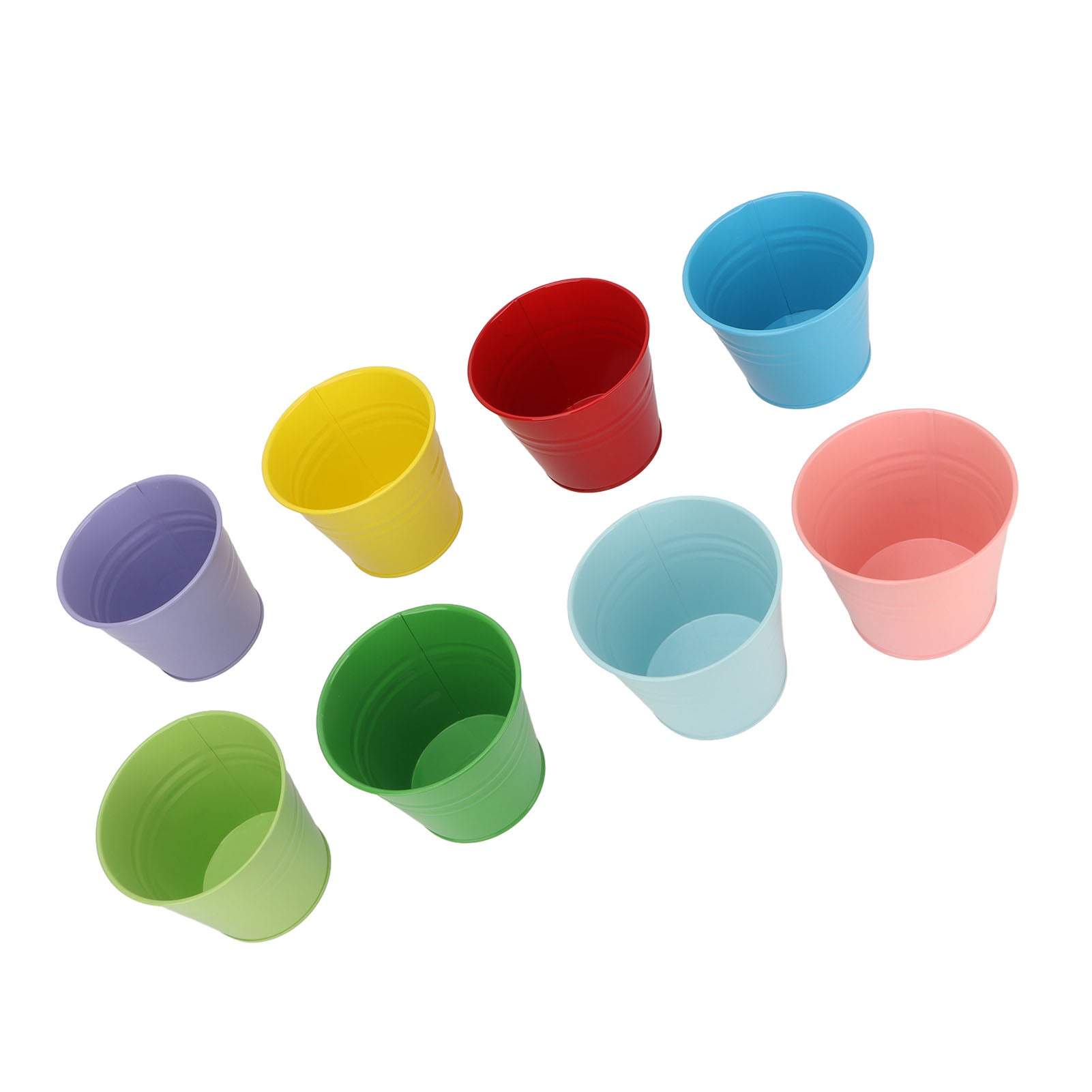 Set di 8 vasi da appendere, vasi decorativi colorati in ferro con ganci staccabili per ringhiere, recinzioni e balconi - 9