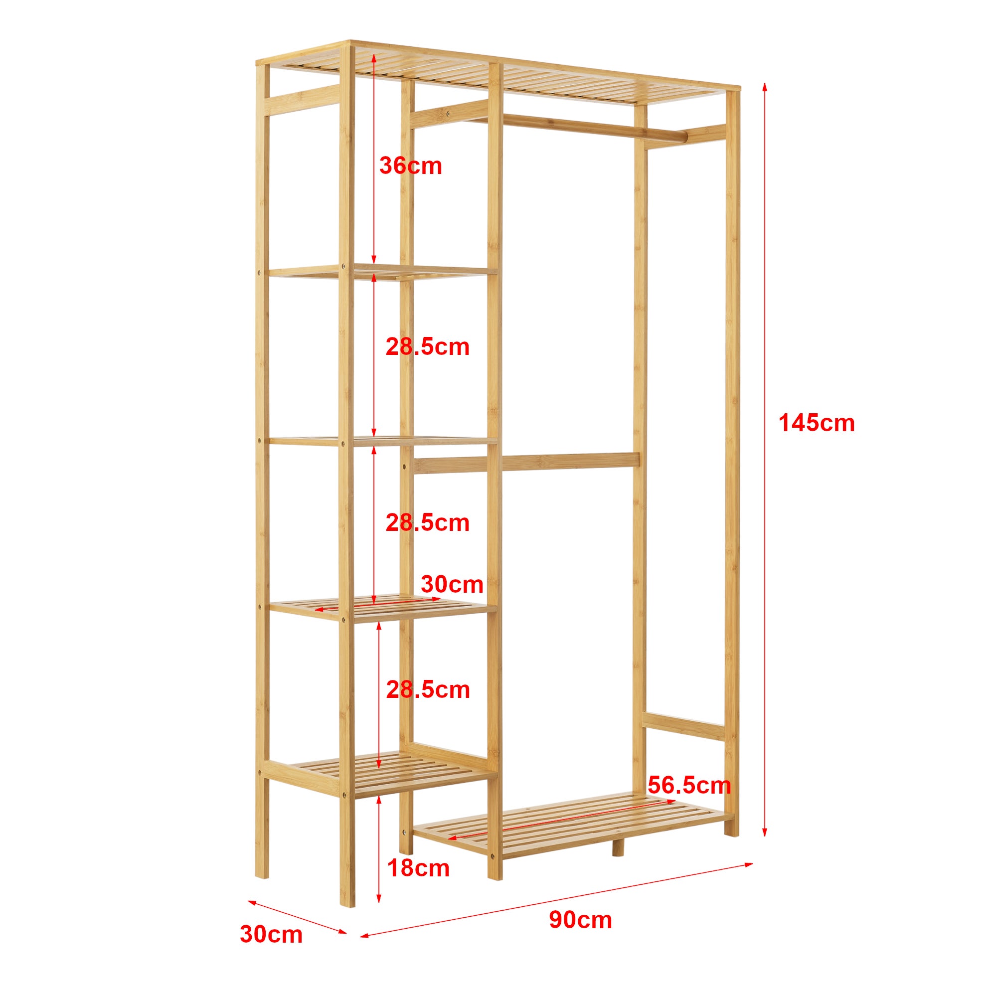 Portant à vêtements Eurajoki en bambou 145 x 90 x 30 cm [en.casa] - 4